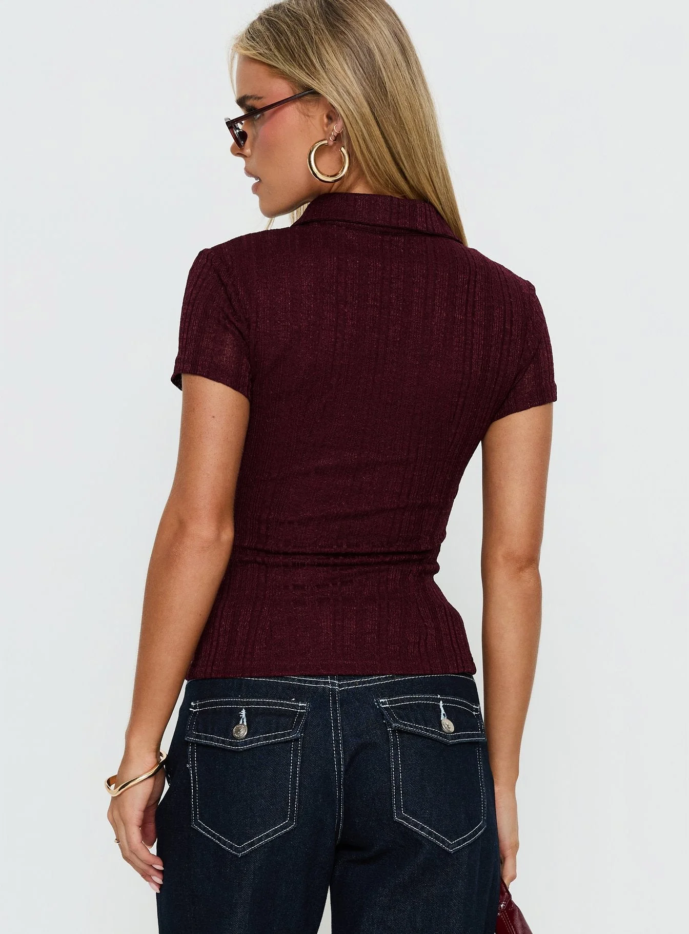 When You Sleep Short Sleeve Top Wine - Image 4