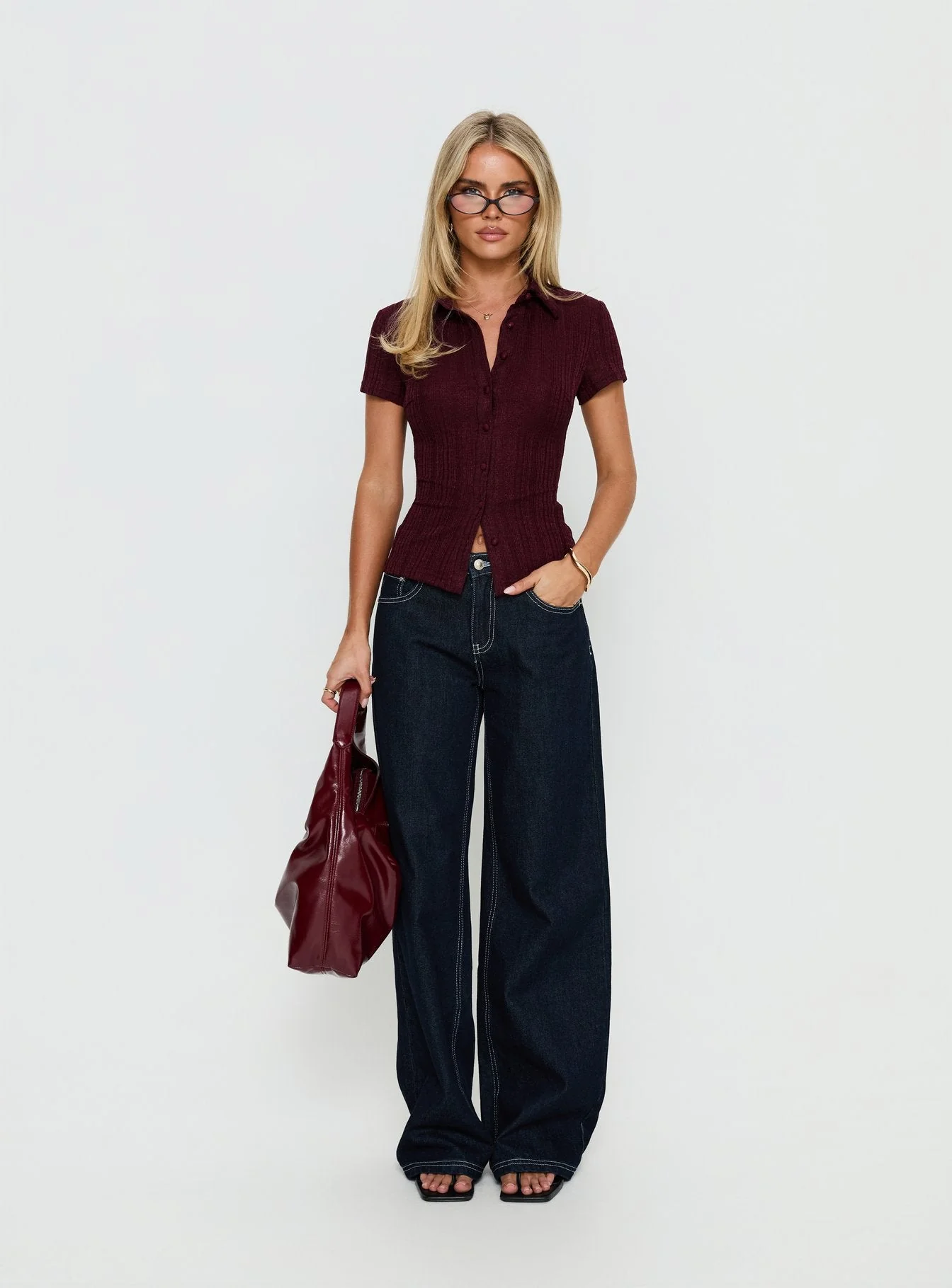 When You Sleep Short Sleeve Top Wine - Image 6