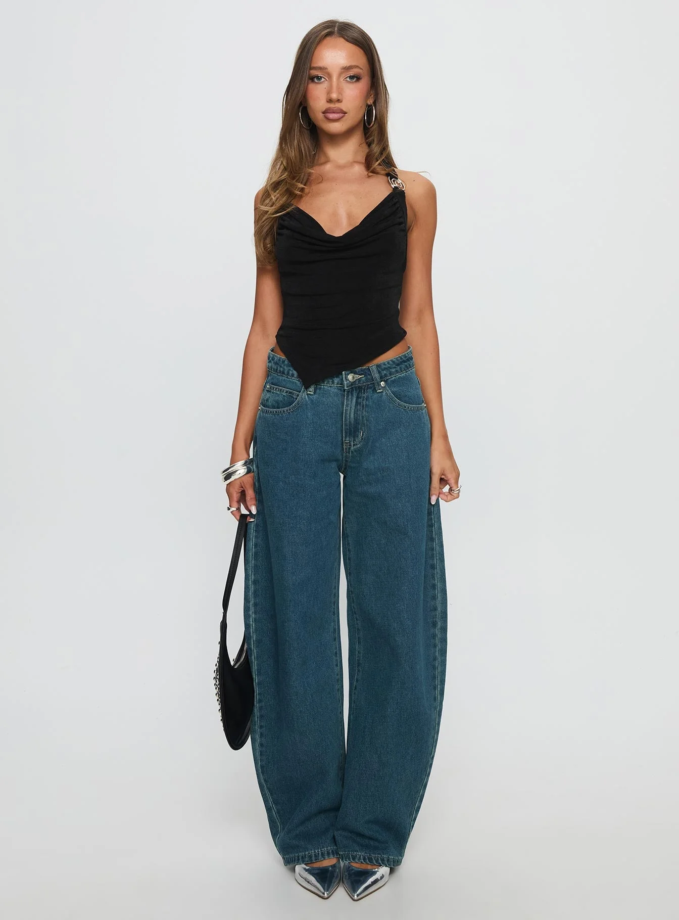 Where Were You Cowl Neck Top Black - Image 7