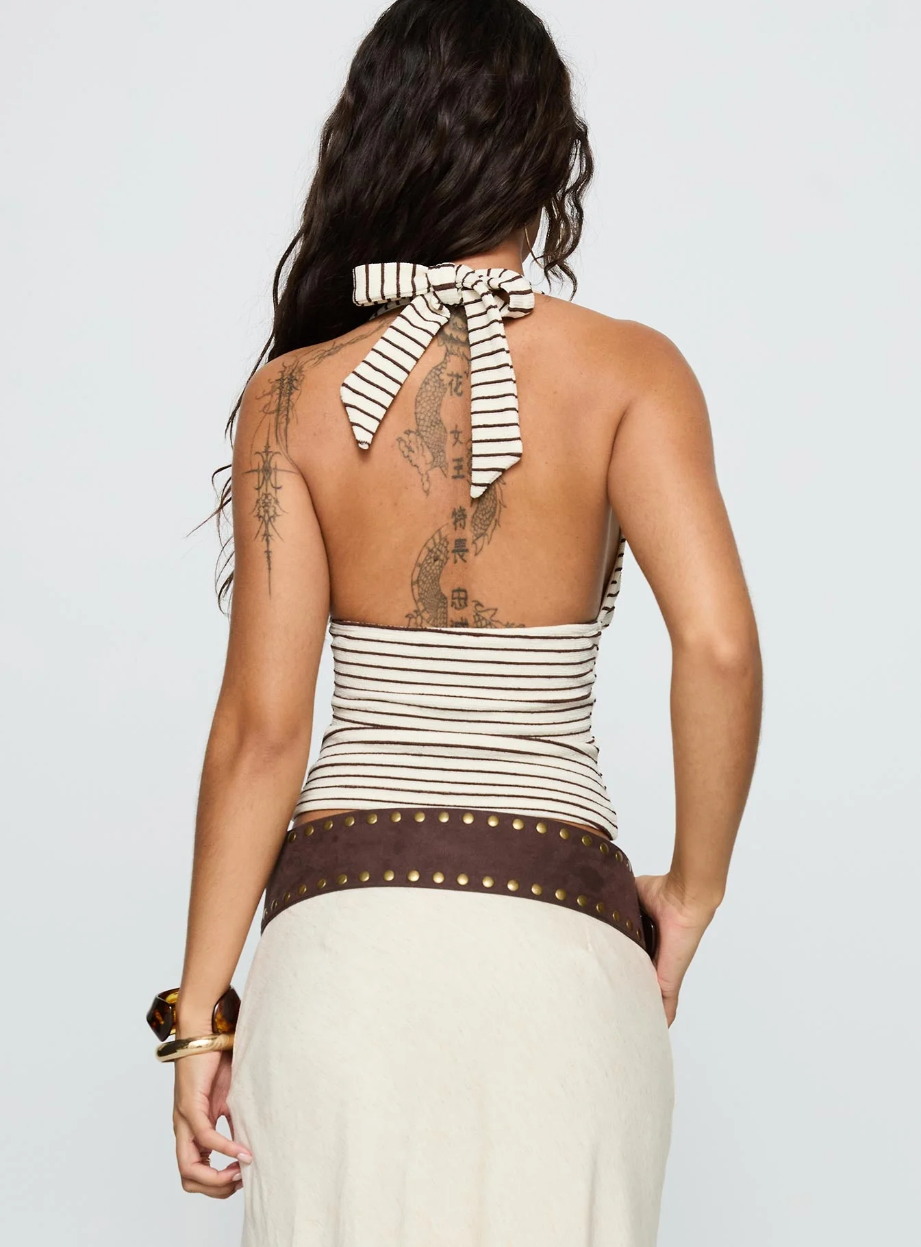 Whimsy Halter Top Chocolate / White Stripe - Image 5
