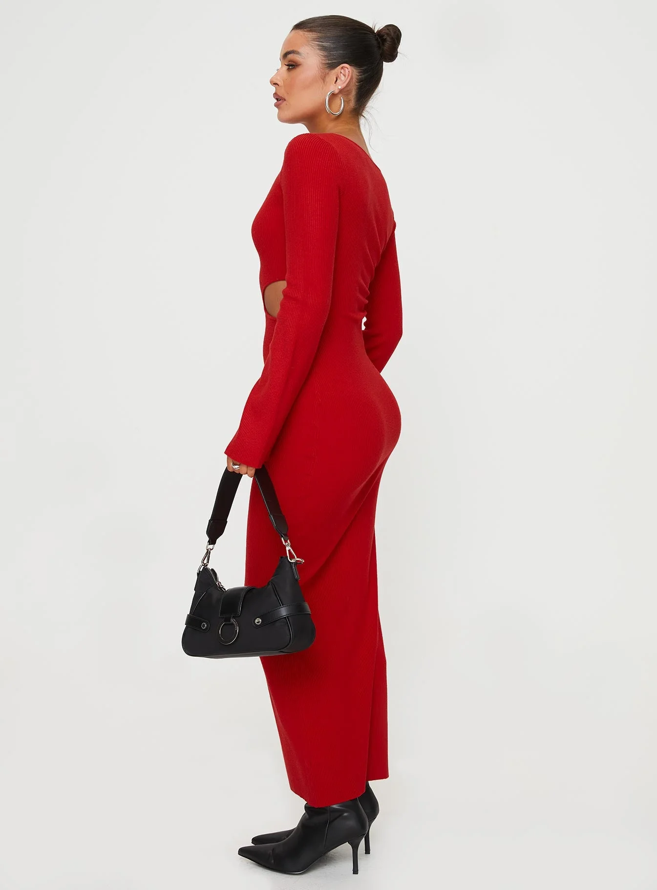 Whitley Cut Out Knit Maxi Dress Red - Image 7