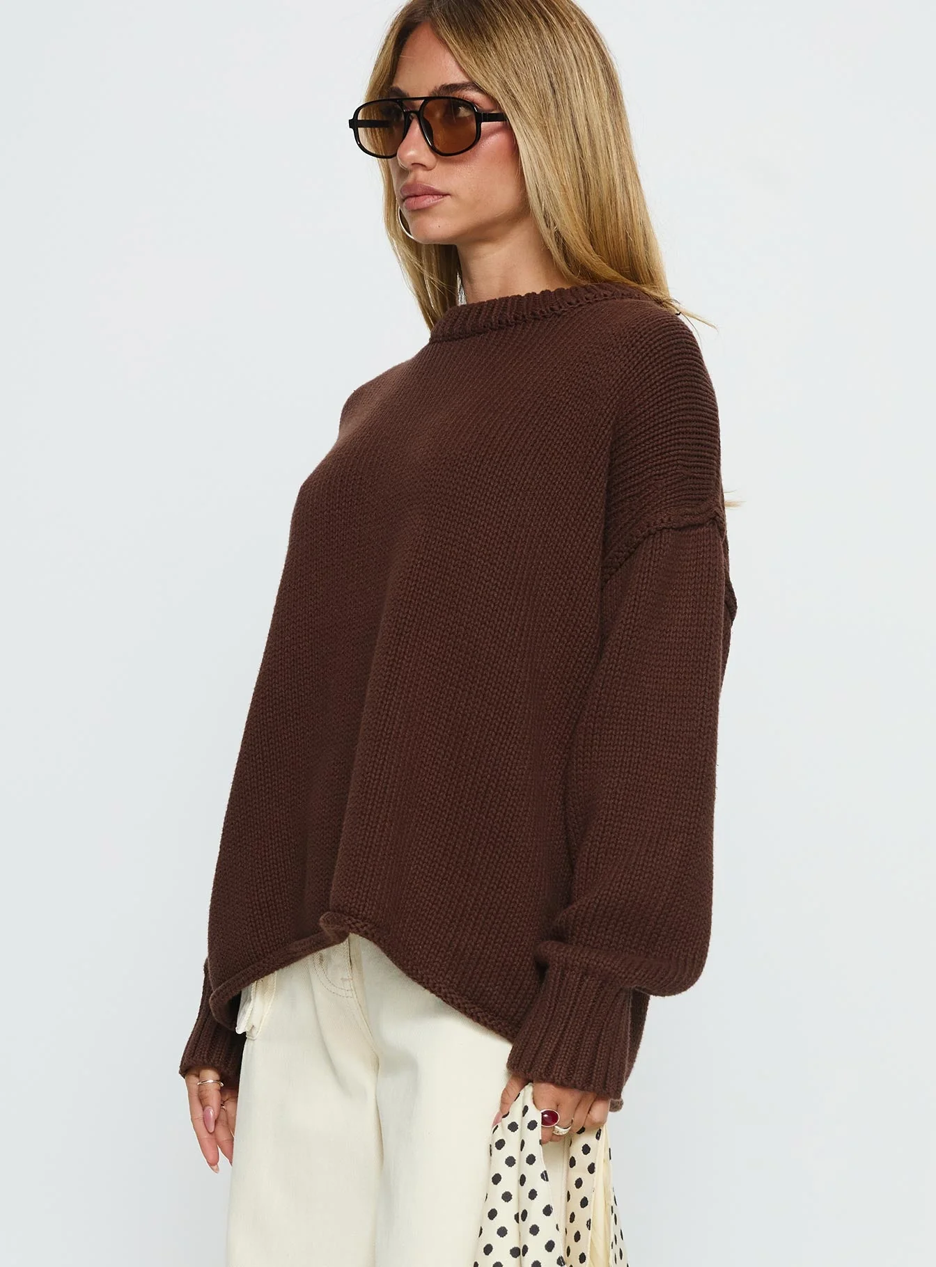 Wilda Crew Neck Knit Sweater Brown - Image 4