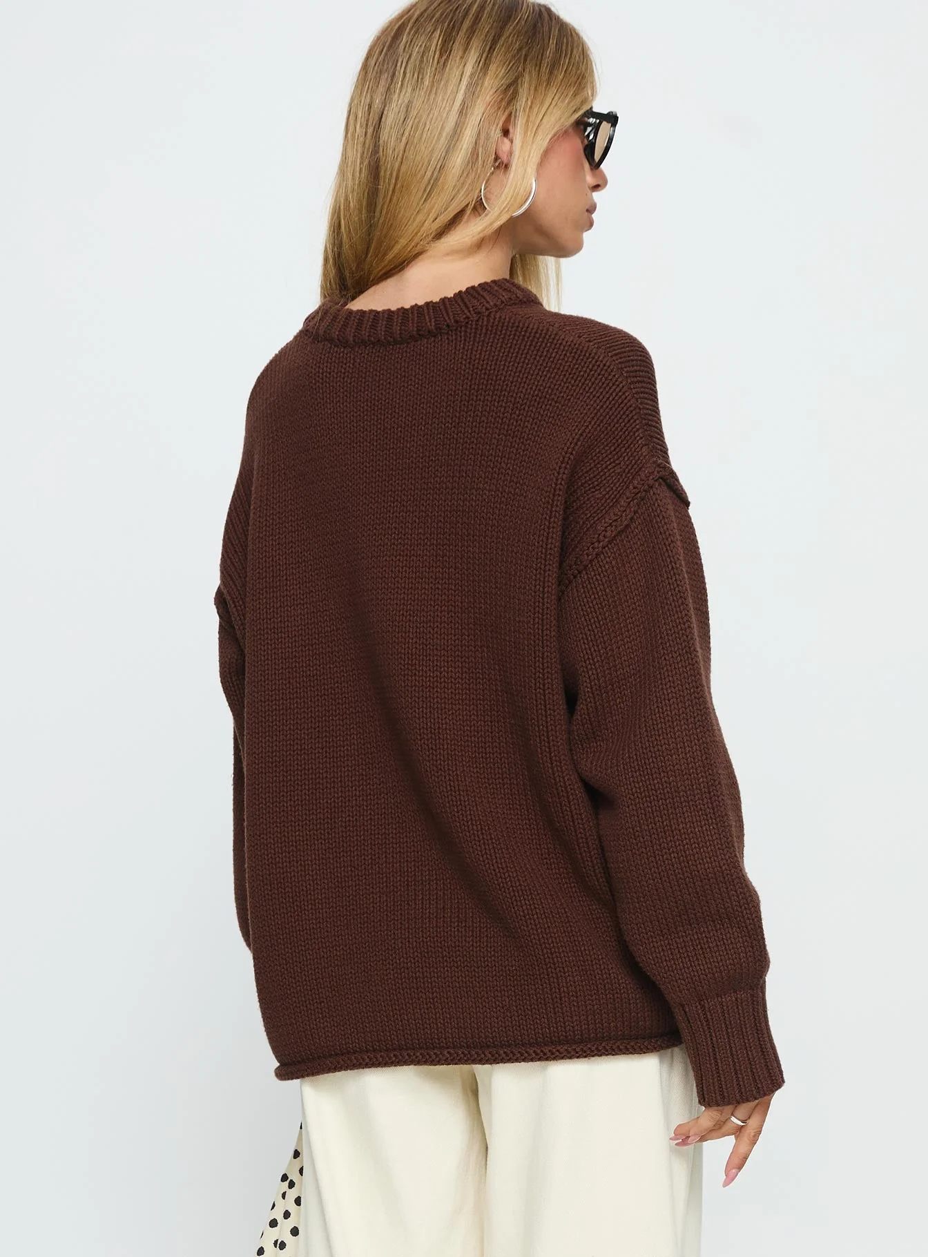 Wilda Crew Neck Knit Sweater Brown - Image 5