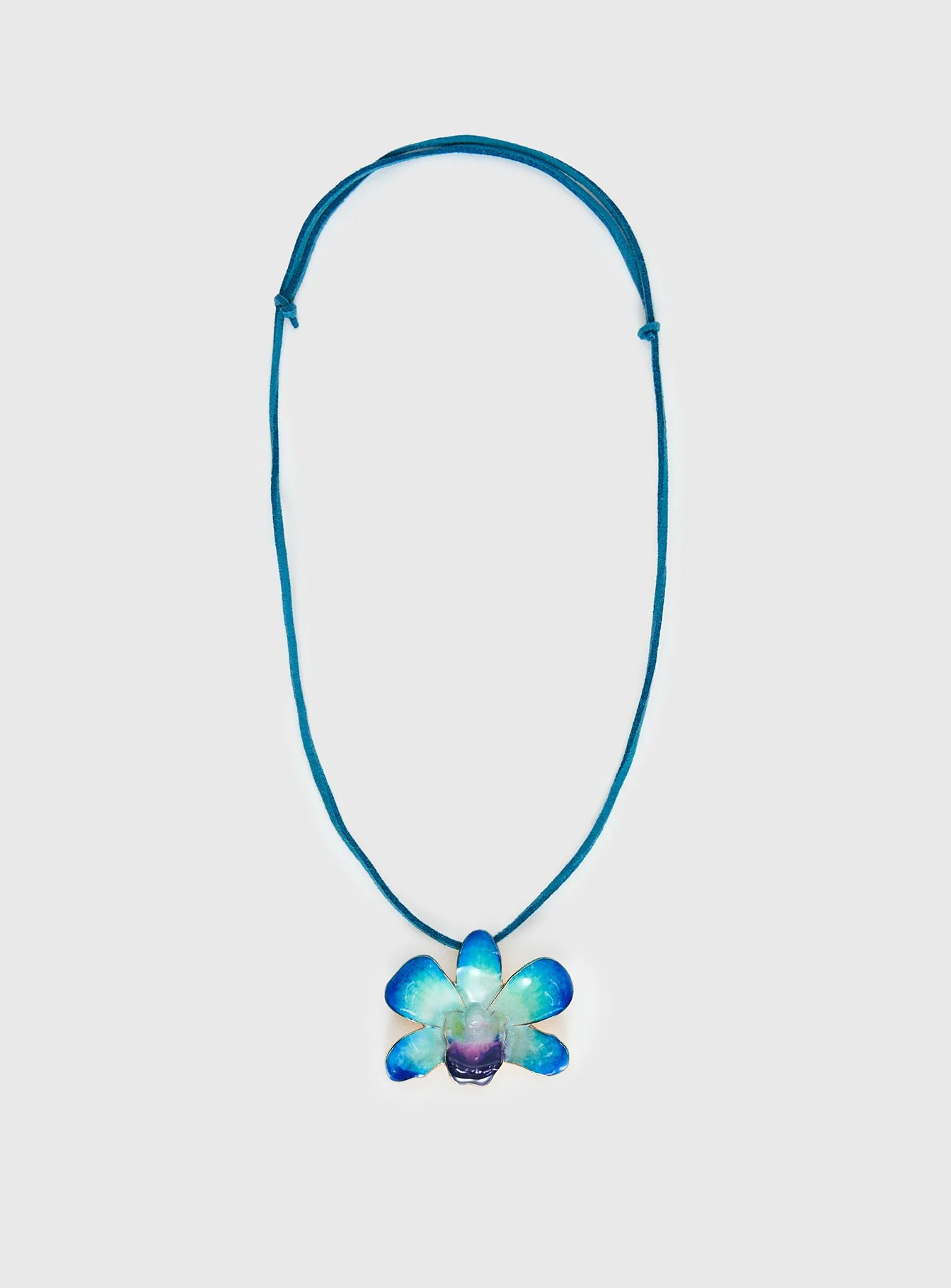 Wildrose Flower Pendant Necklace Blue - Image 2