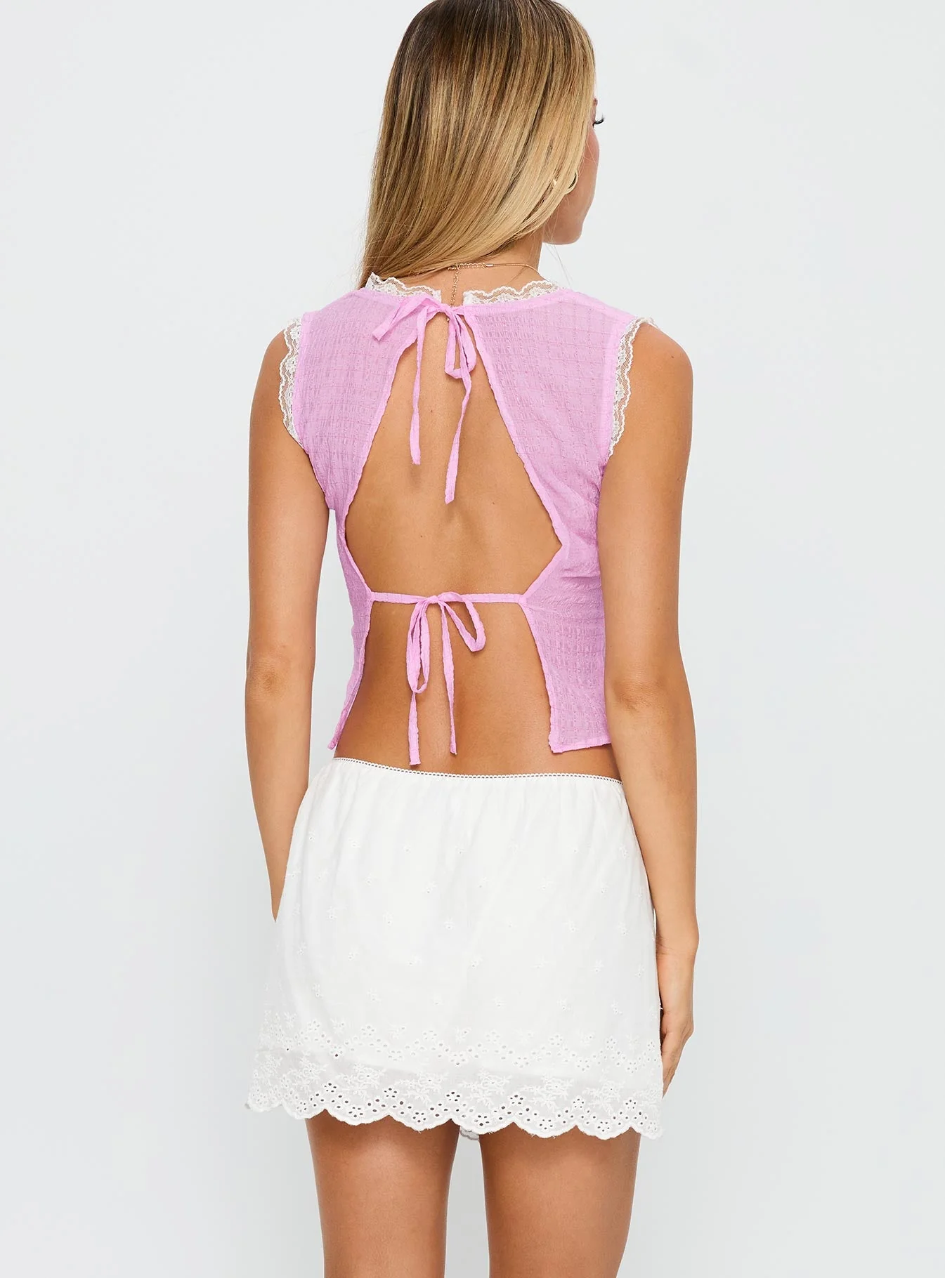 Wish Upon Broderie Mini Skirt White - Image 5