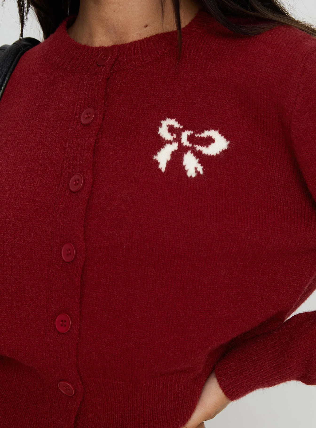 With A Bow Cardigan Red - Image 6