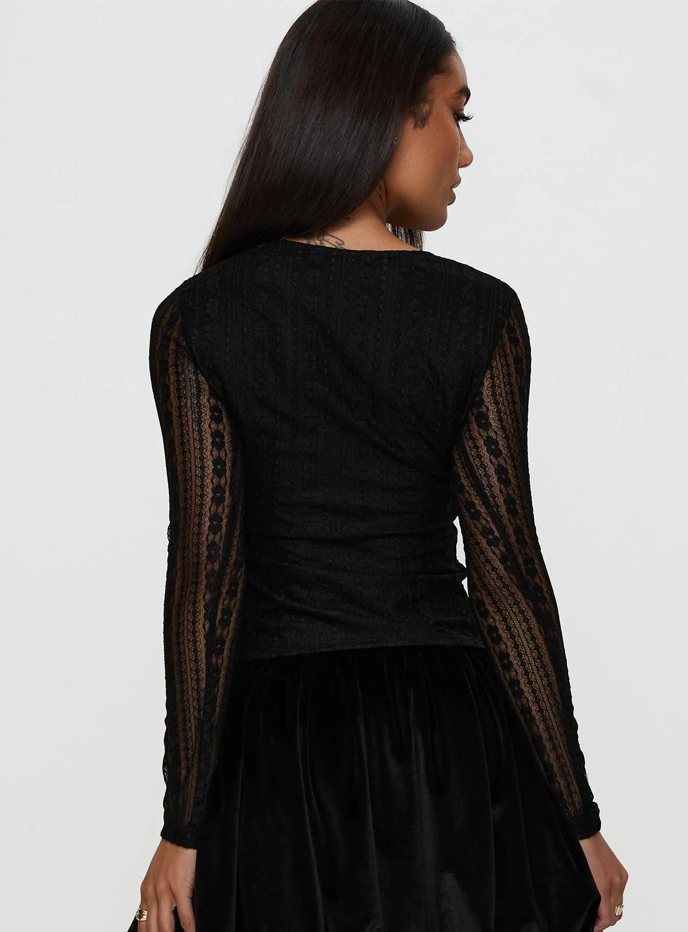 Worth My Time Tie Neck Cut Out Top Black - Image 5