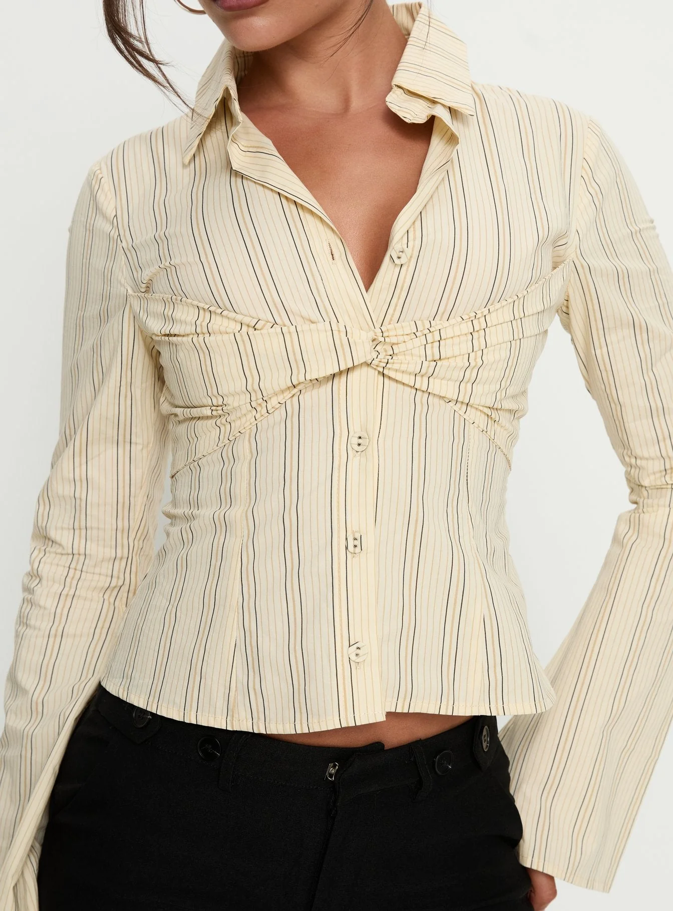 Wrenner Layered Long Sleeve Top Yellow Stripe - Image 6