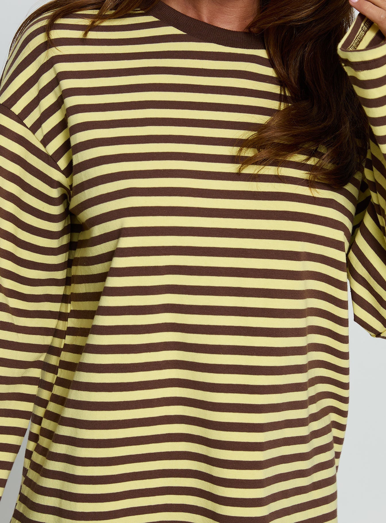 Settle Down Long Sleeve Top Yellow / Brown Stripe - Image 6