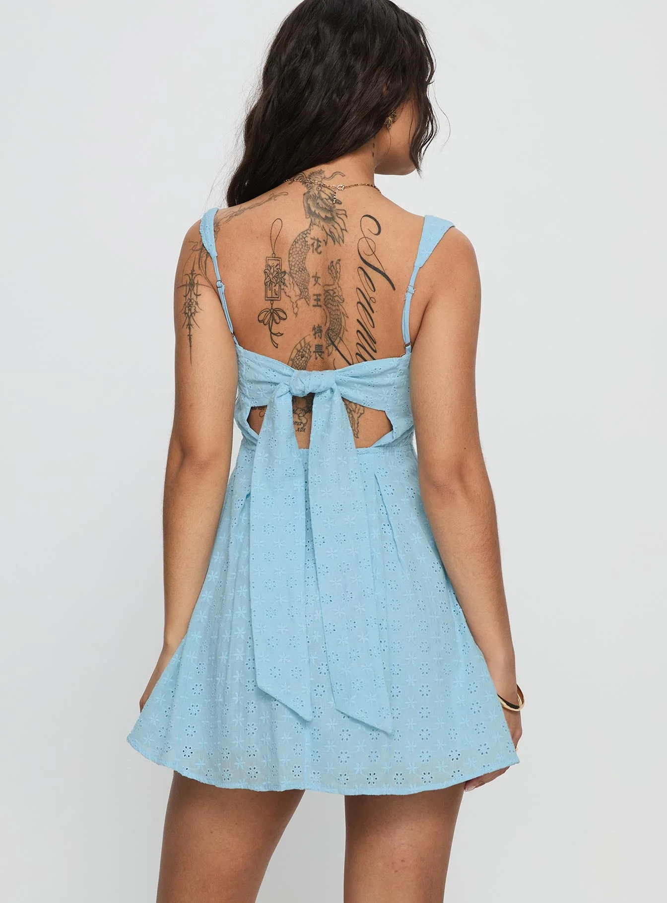 Xanthus Embroidered Mini Dress Blue - Image 4