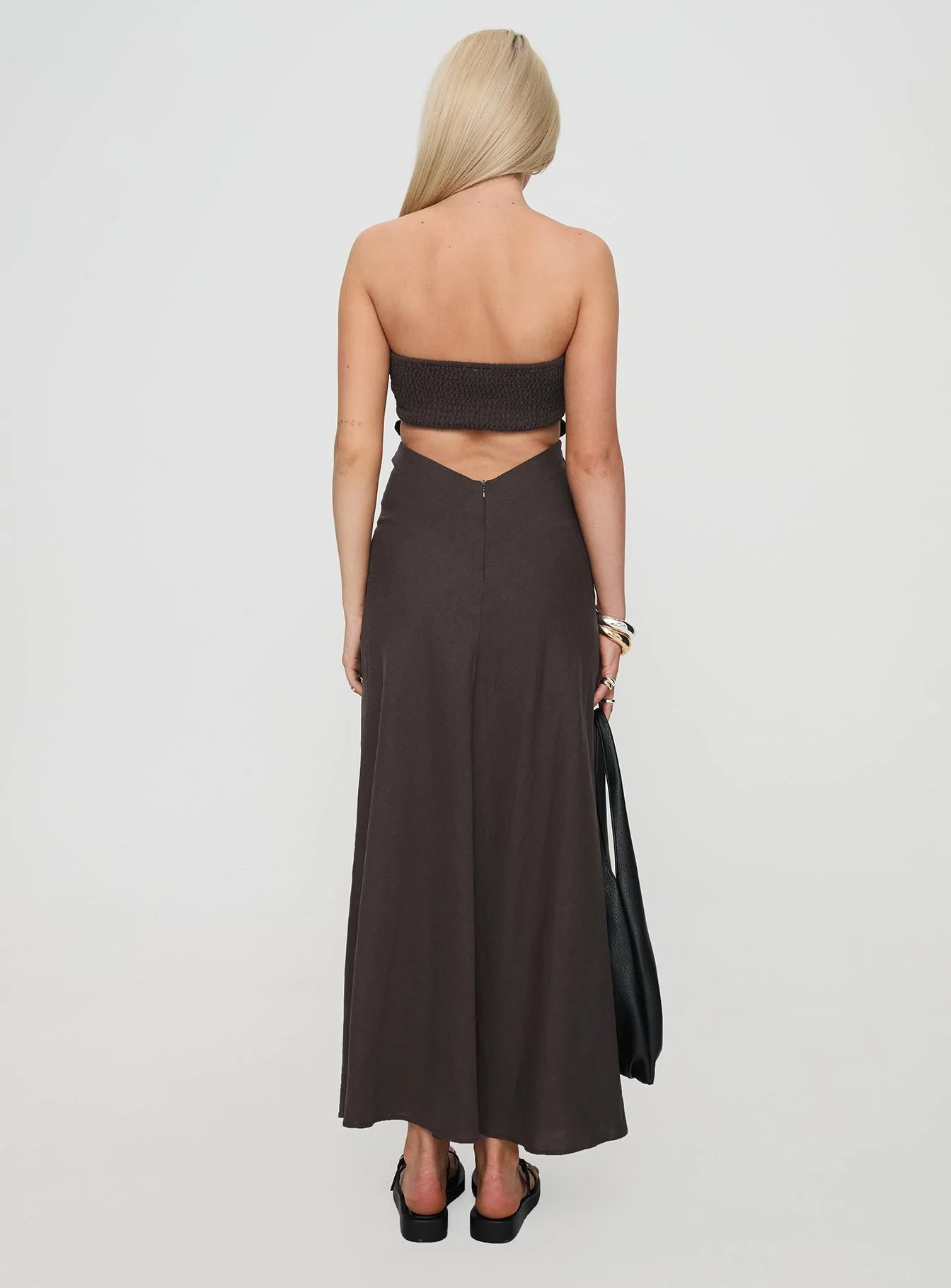 Yahir Strapless Maxi Dress Brown - Image 5