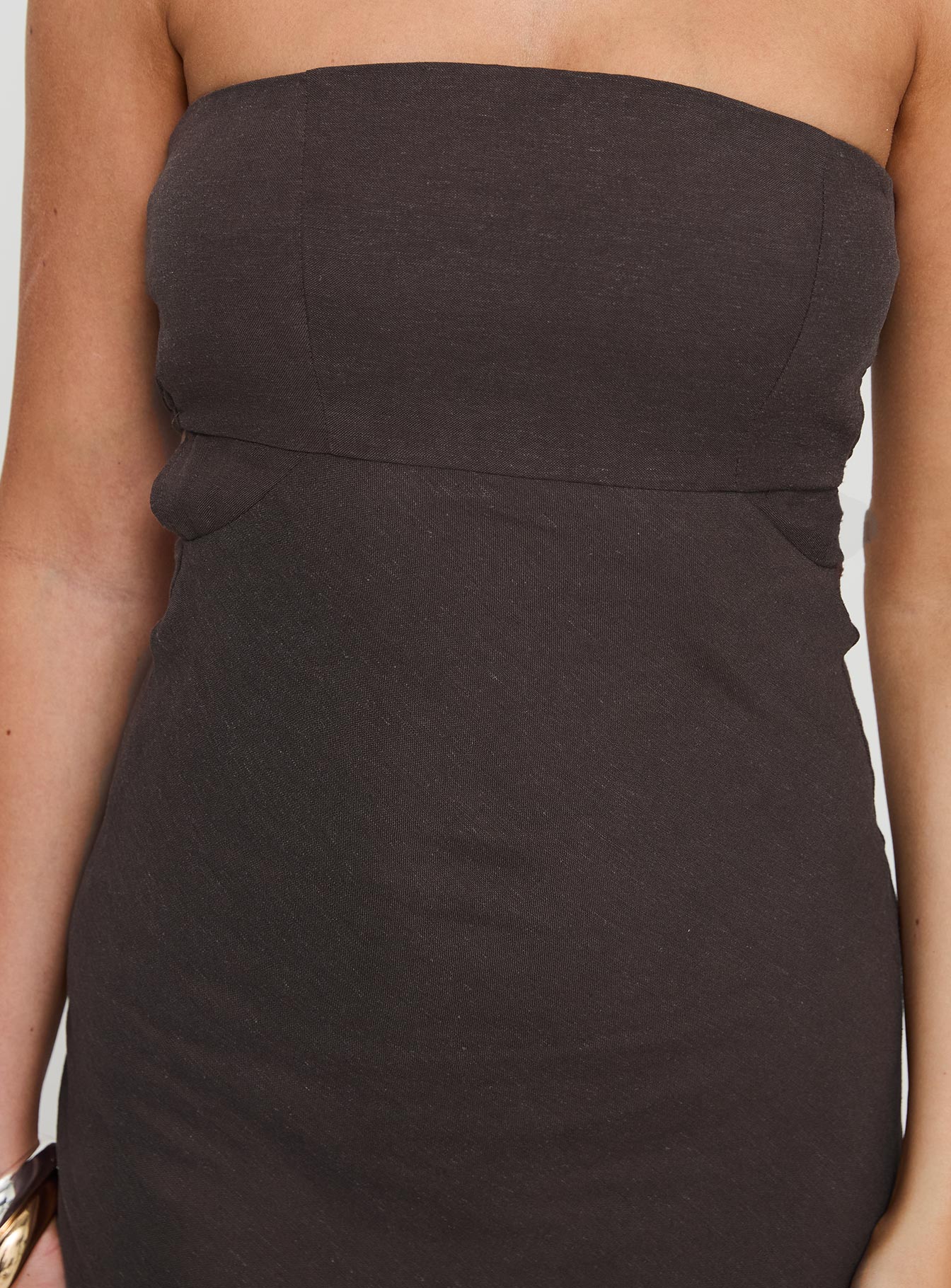 Yahir Strapless Maxi Dress Brown - Image 6