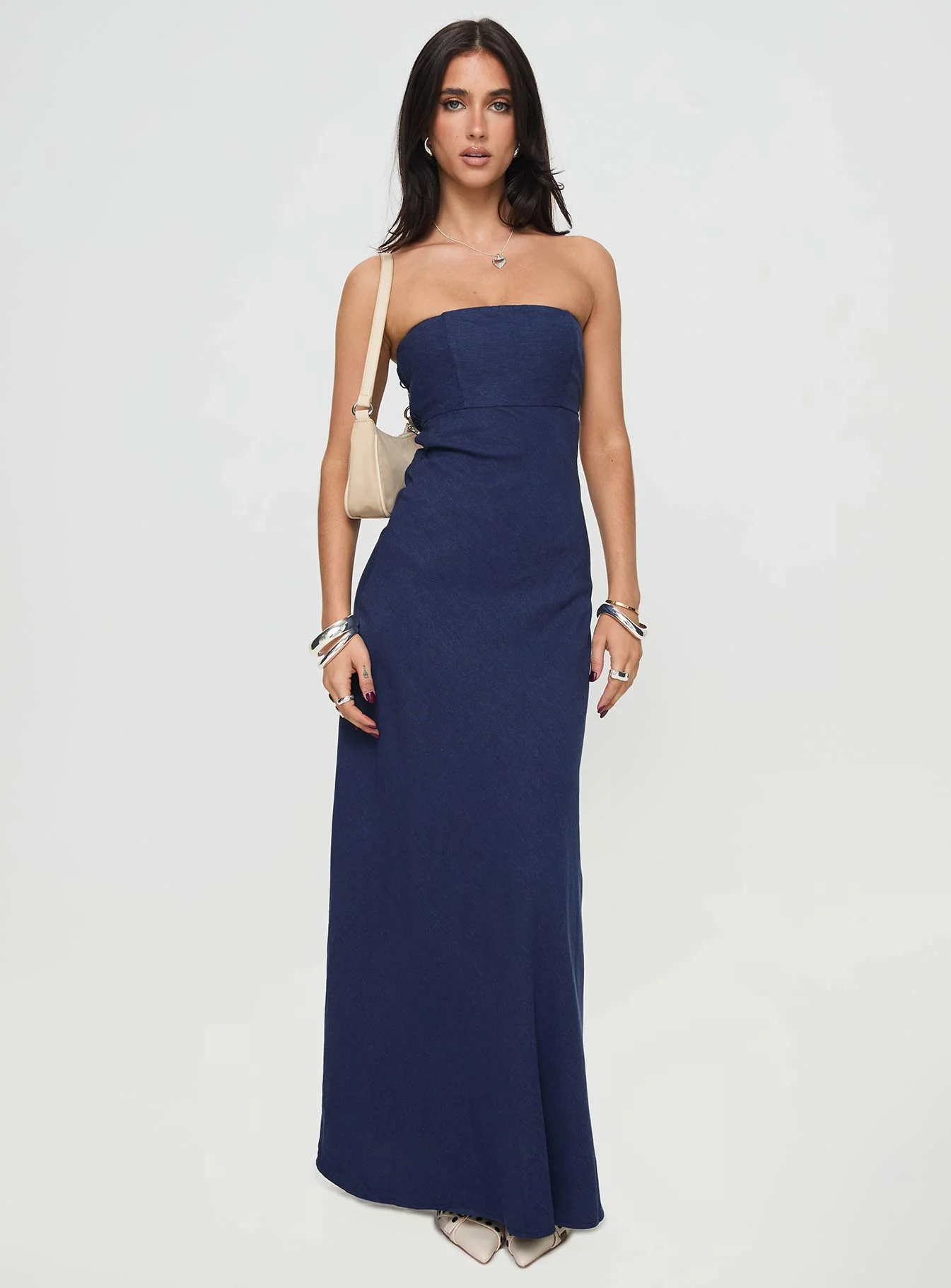 Yahir Strapless Maxi Dress Navy Petite - Image 2