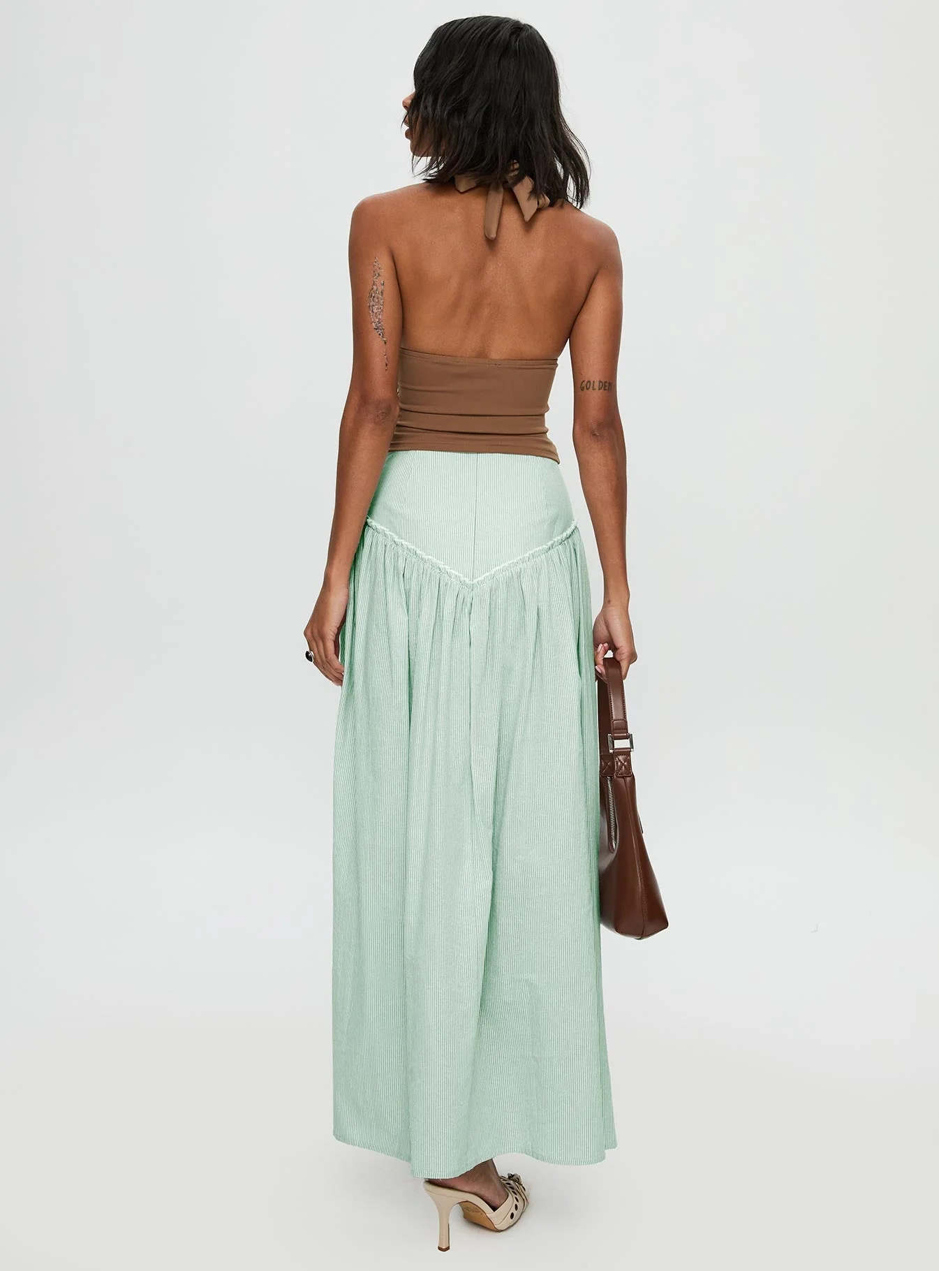 Yasemine Maxi Skirt Green / White - Image 5
