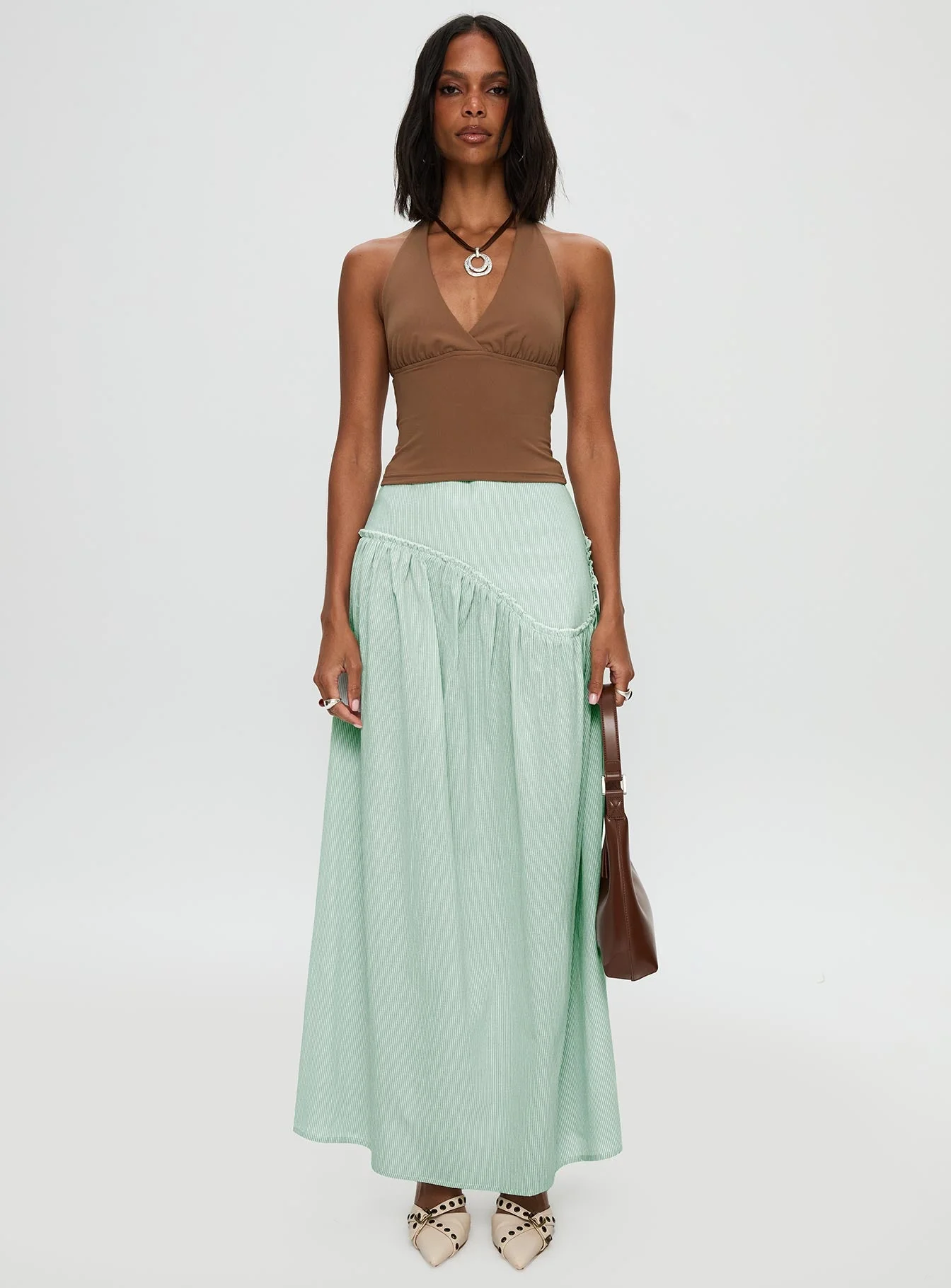 Yasemine Maxi Skirt Green / White - Image 7