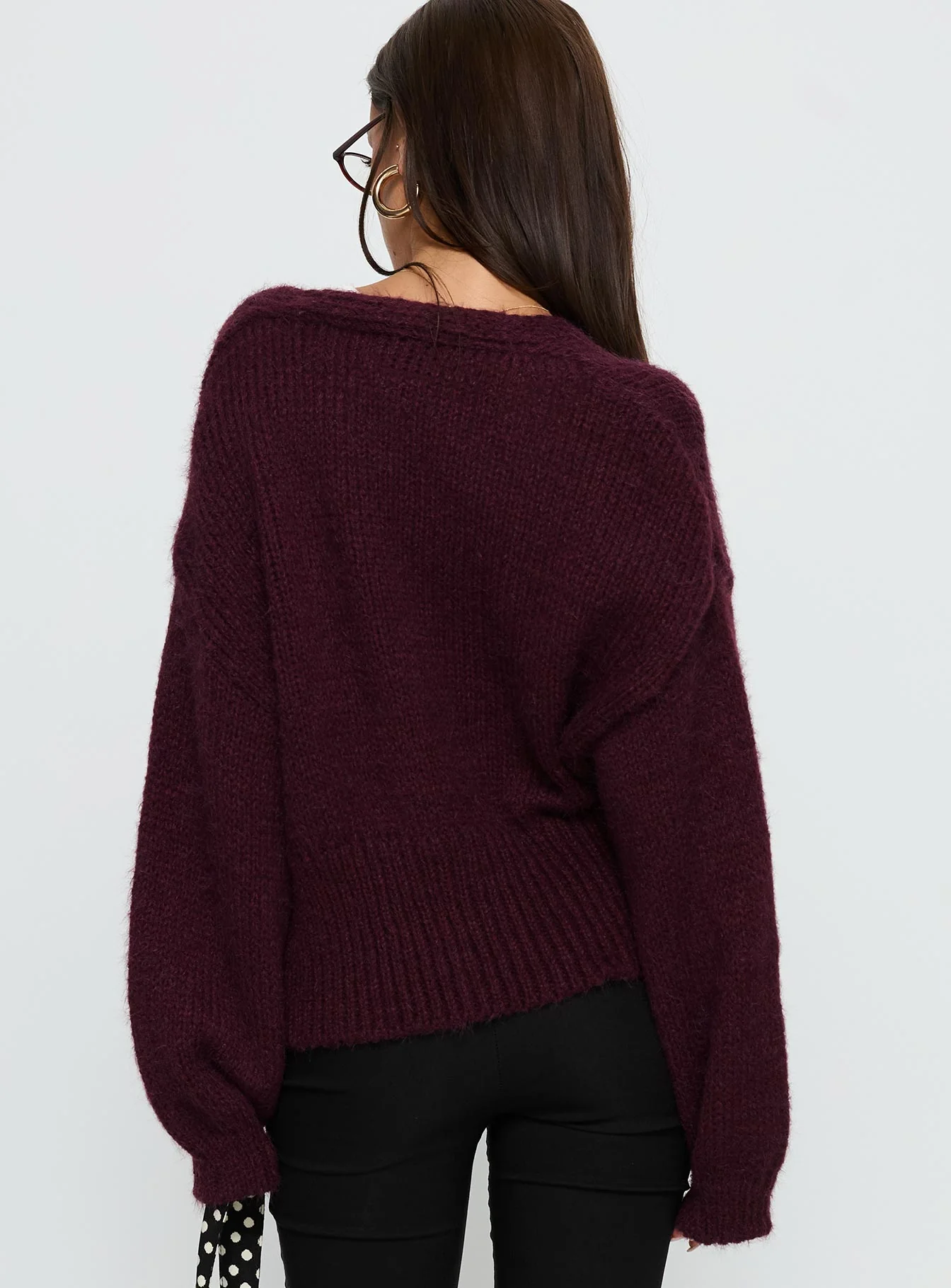 Yasmyn Knit Cardigan Burgundy - Image 4