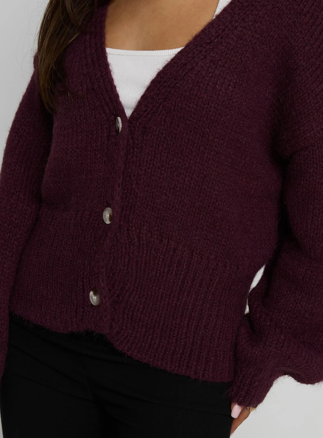 Yasmyn Knit Cardigan Burgundy - Image 5
