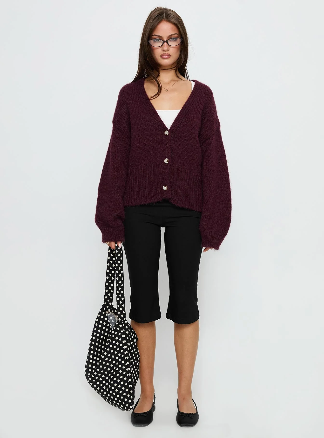 Yasmyn Knit Cardigan Burgundy - Image 6