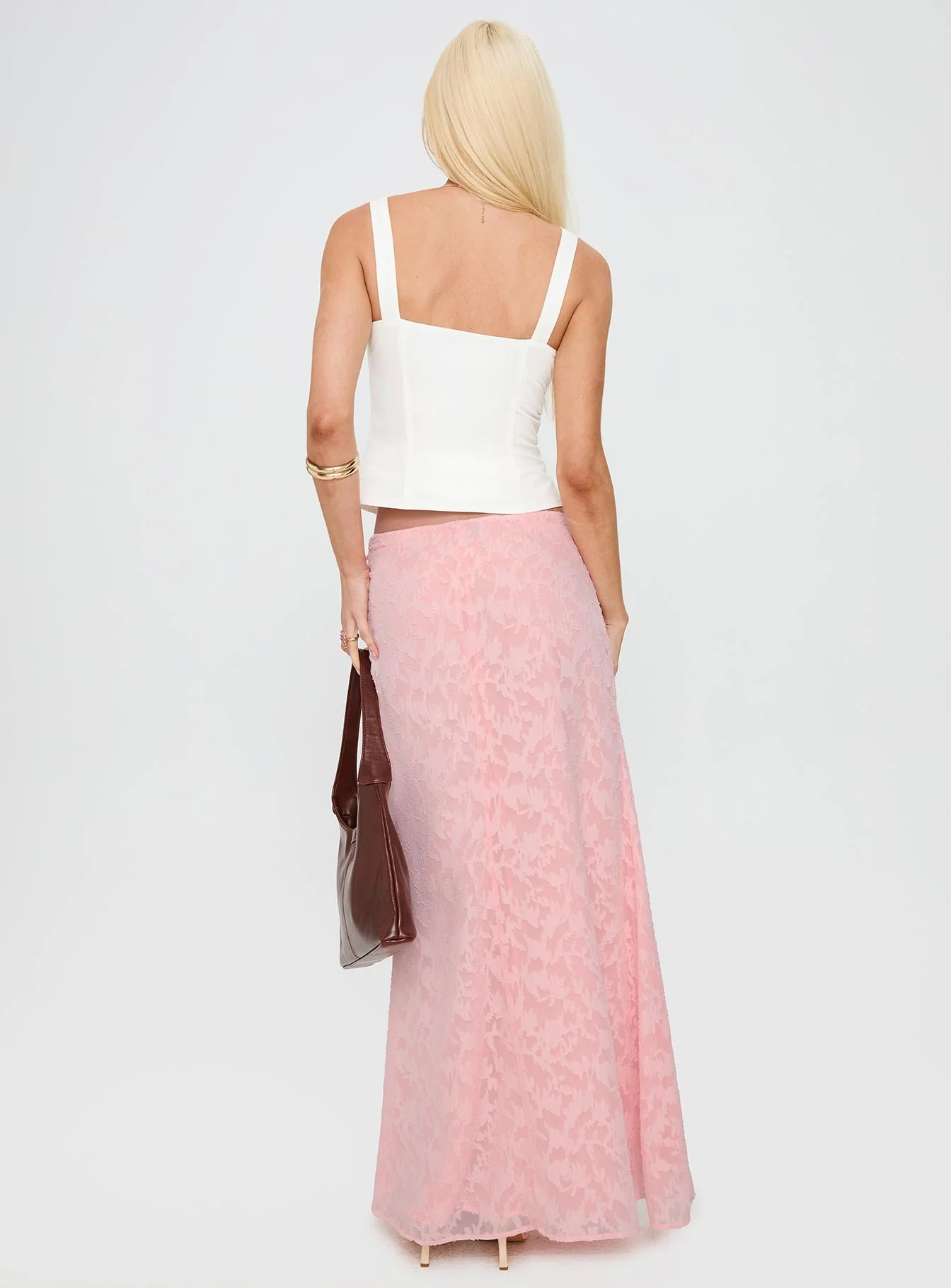 Youthful Spirit Lace Maxi Skirt Pink - Image 5