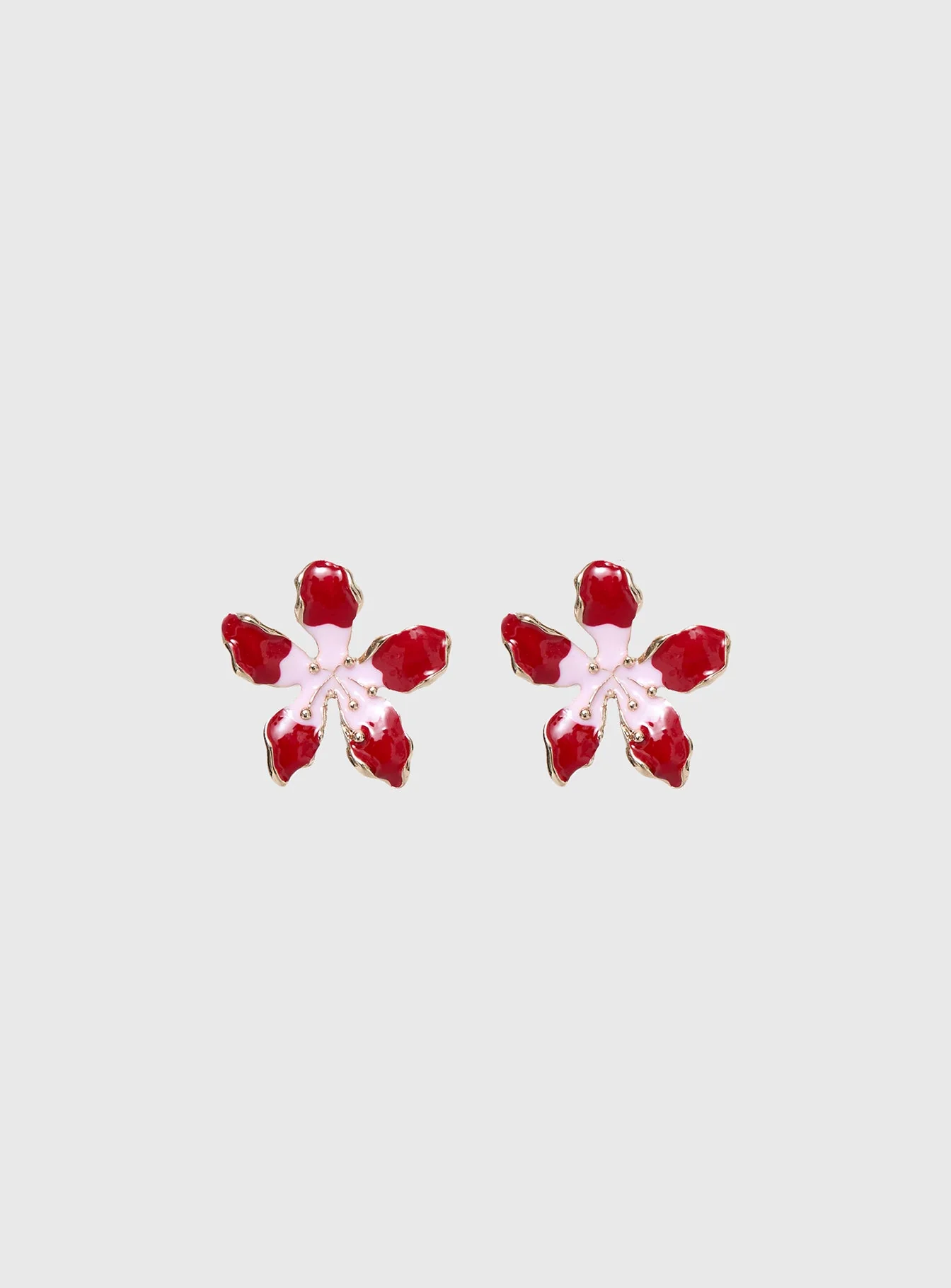 Ysabelle Flower Earrings Pink / Red - Image 2