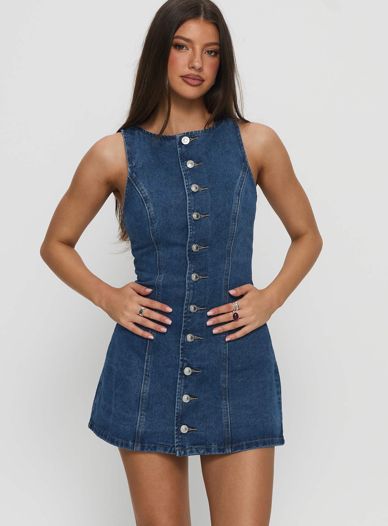 Yumiko Denim Romper Mid Wash - Image 2