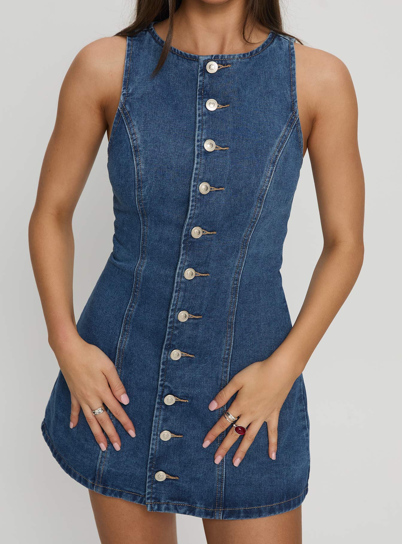 Yumiko Denim Romper Mid Wash - Image 6