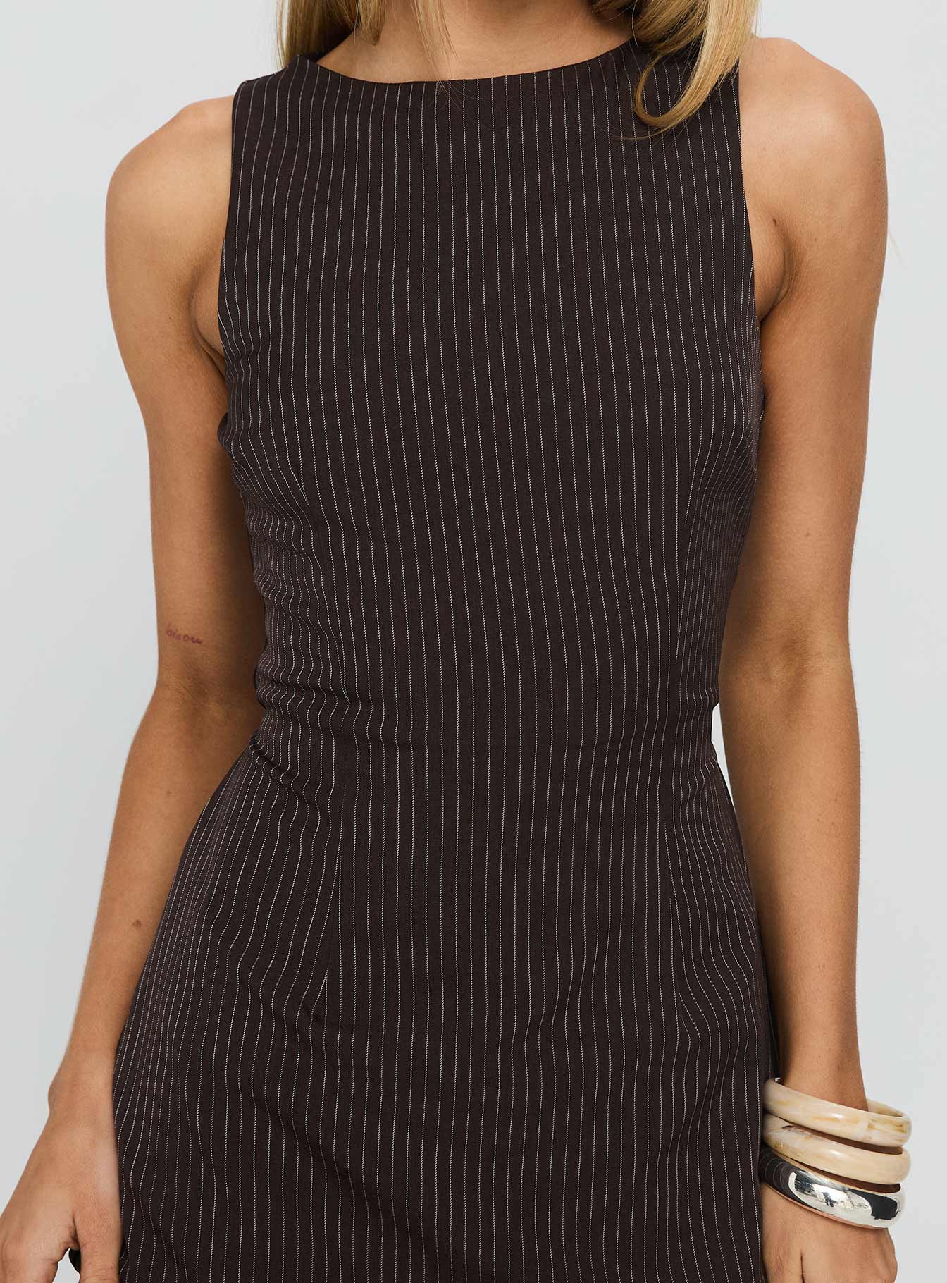 Yumiko Romper Brown Pinstripe - Image 6