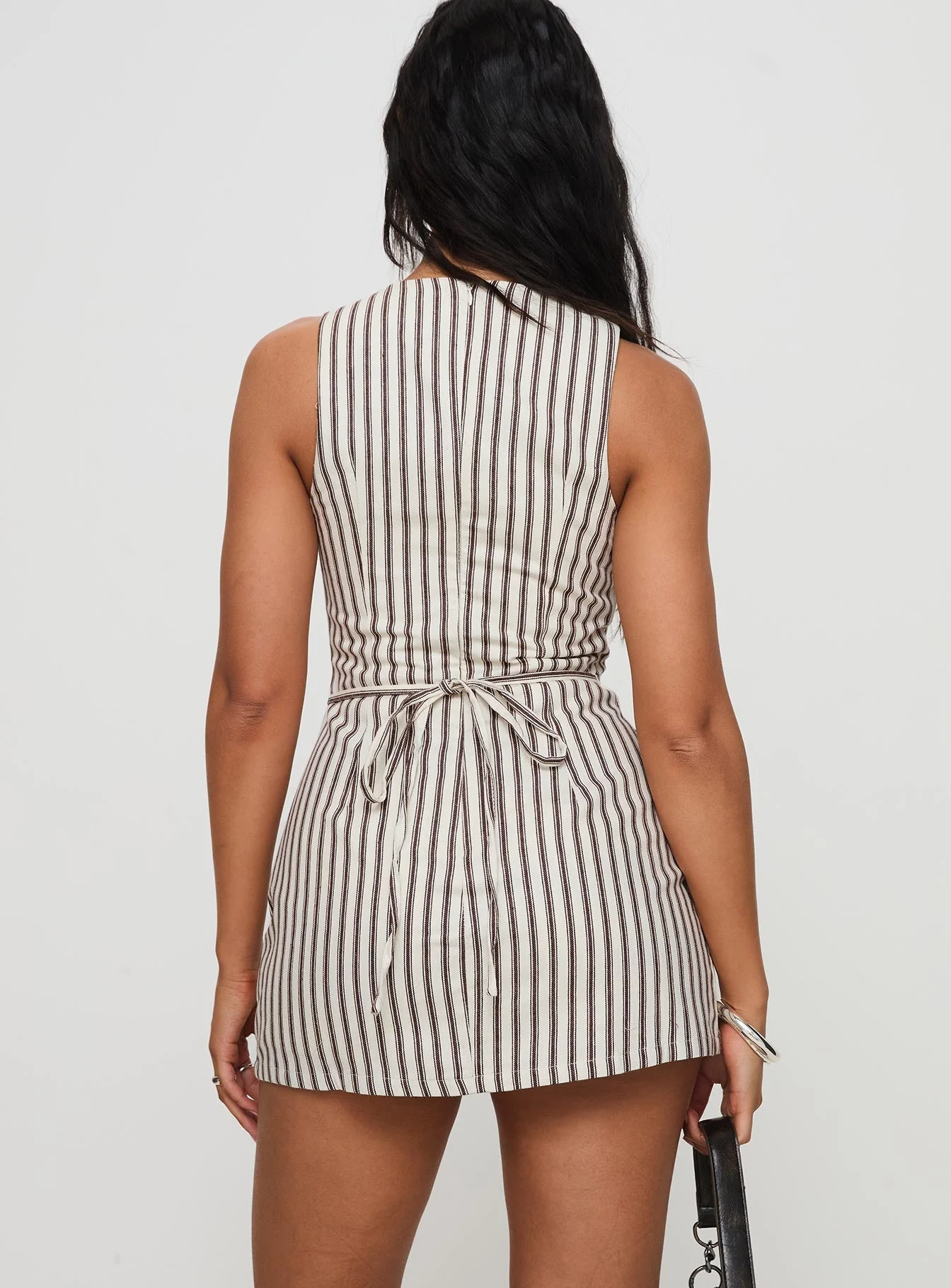 Yumiko Romper Brown Stripe Tall - Image 5
