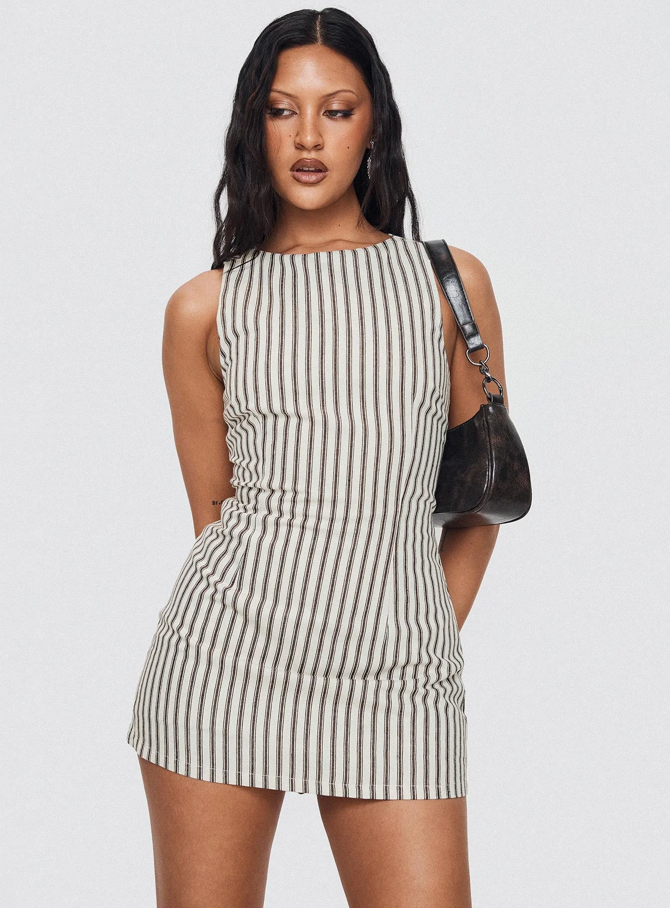 Yumiko Romper Brown Stripe Tall - Image 8