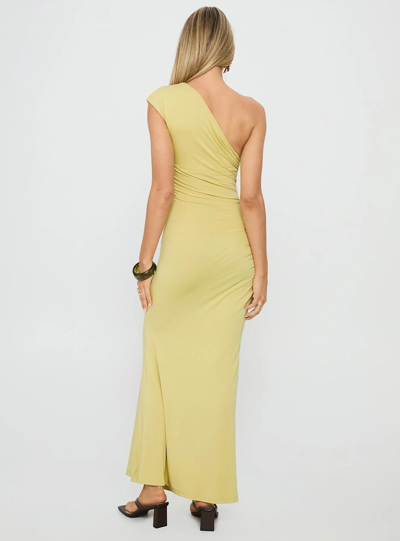 Yvonna Ruched Maxi Dress Citrus - Image 5