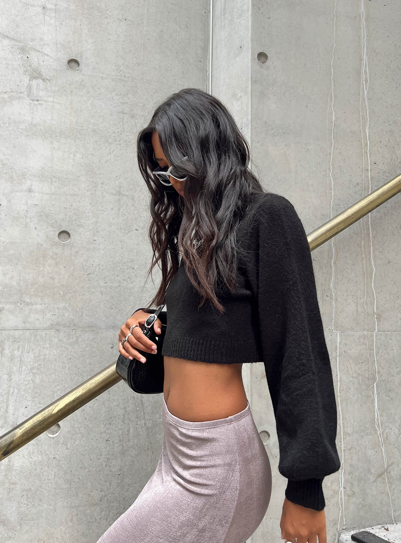 Zahara Cropped Turtleneck Sweater Black - Image 9