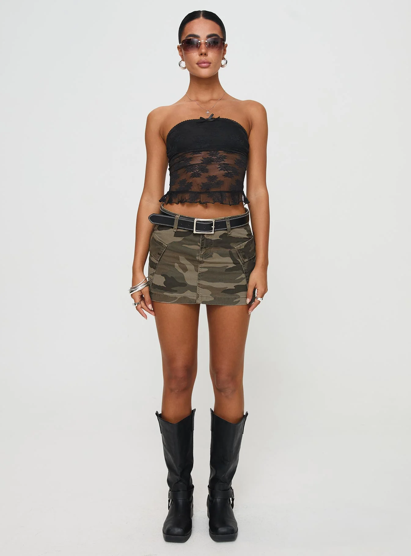 Zakai Cargo Denim Mini Skirt Camo - Image 7
