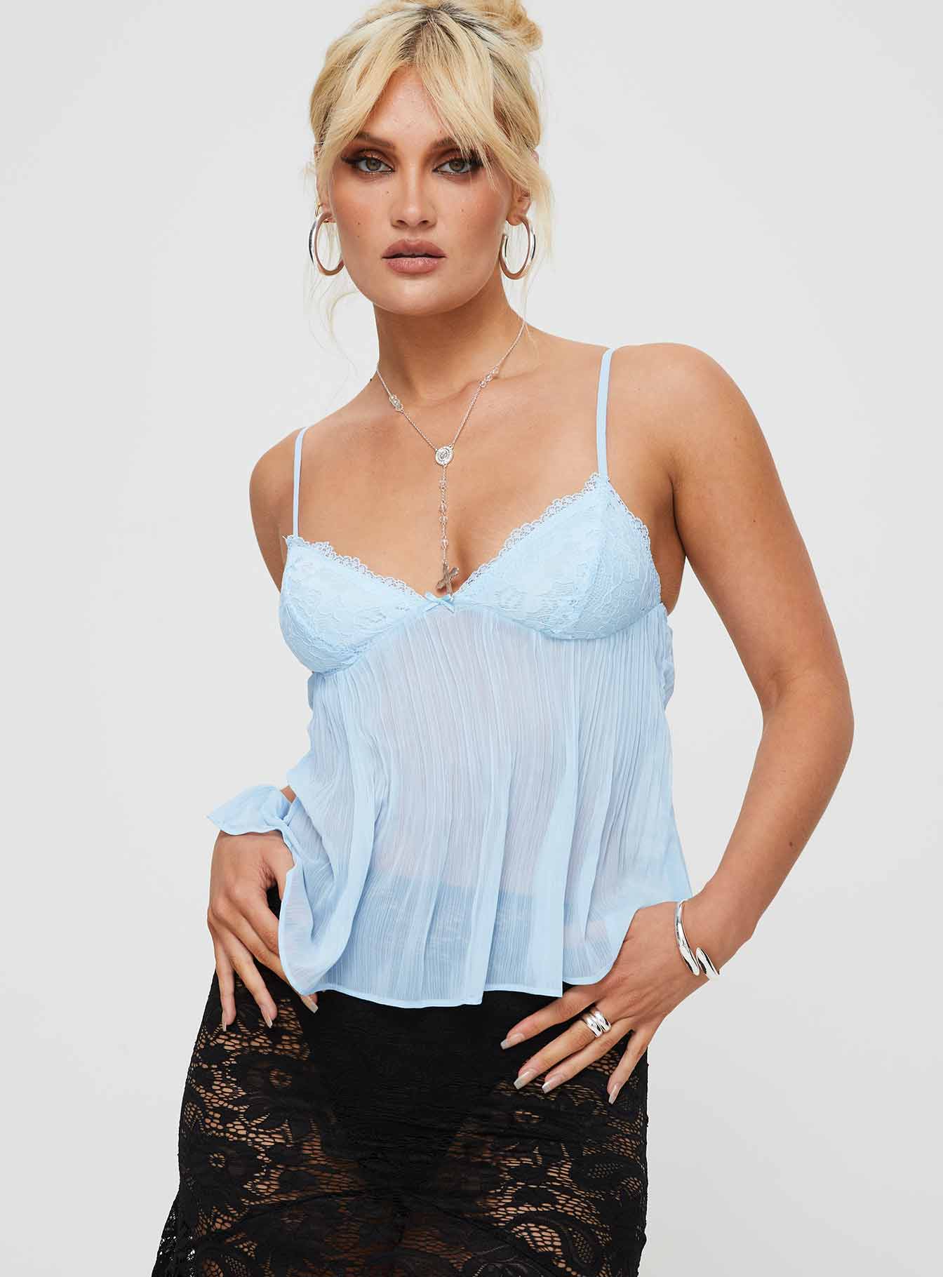 Zami Pleat Top Blue - Image 2