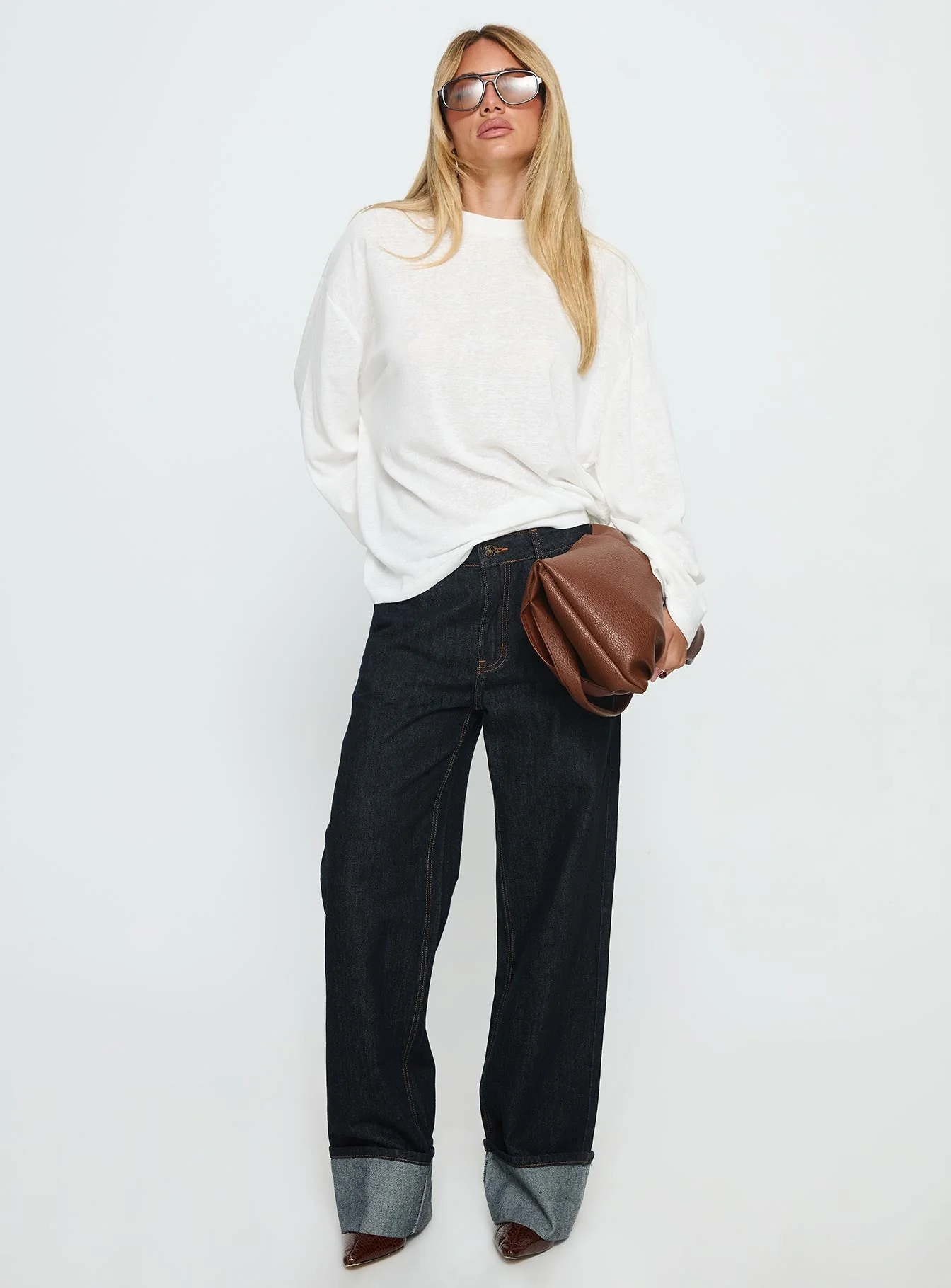 Zaydee Oversized Long Sleeve Top White - Image 3