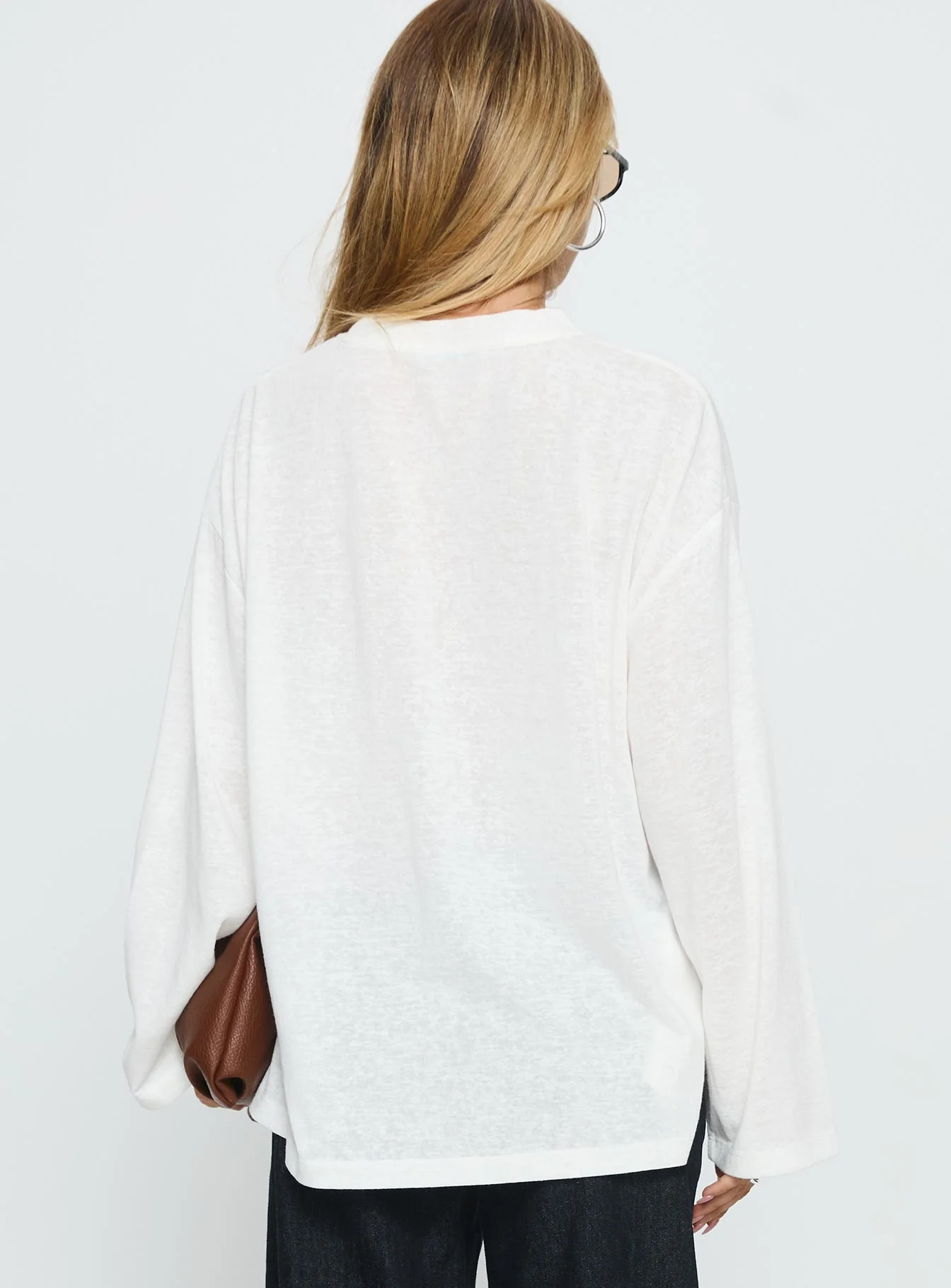 Zaydee Oversized Long Sleeve Top White - Image 5