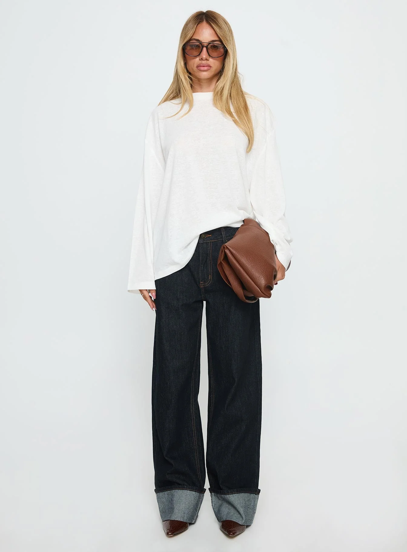 Zaydee Oversized Long Sleeve Top White - Image 7