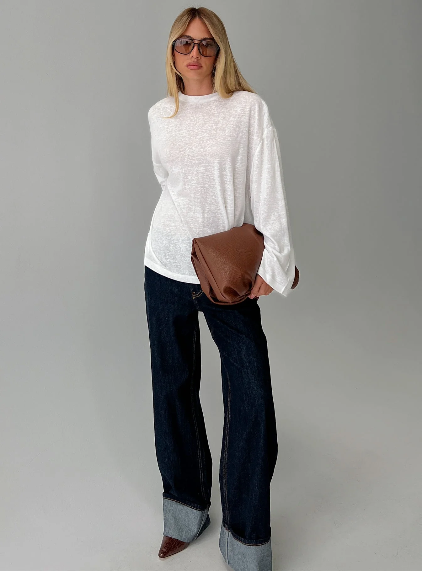 Zaydee Oversized Long Sleeve Top White - Image 8