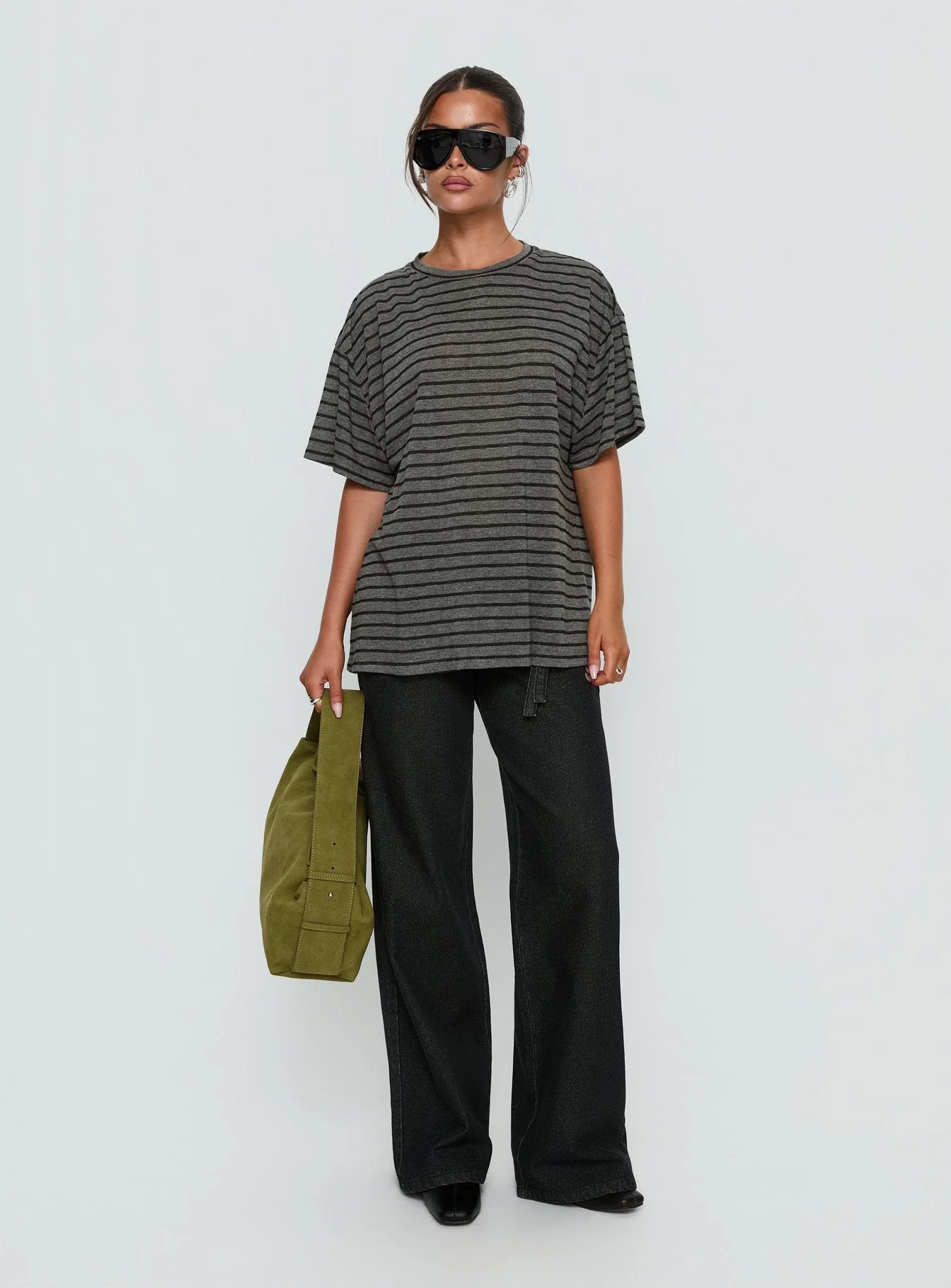 Zaydee Oversized Tee Grey / Black Stripe - Image 2