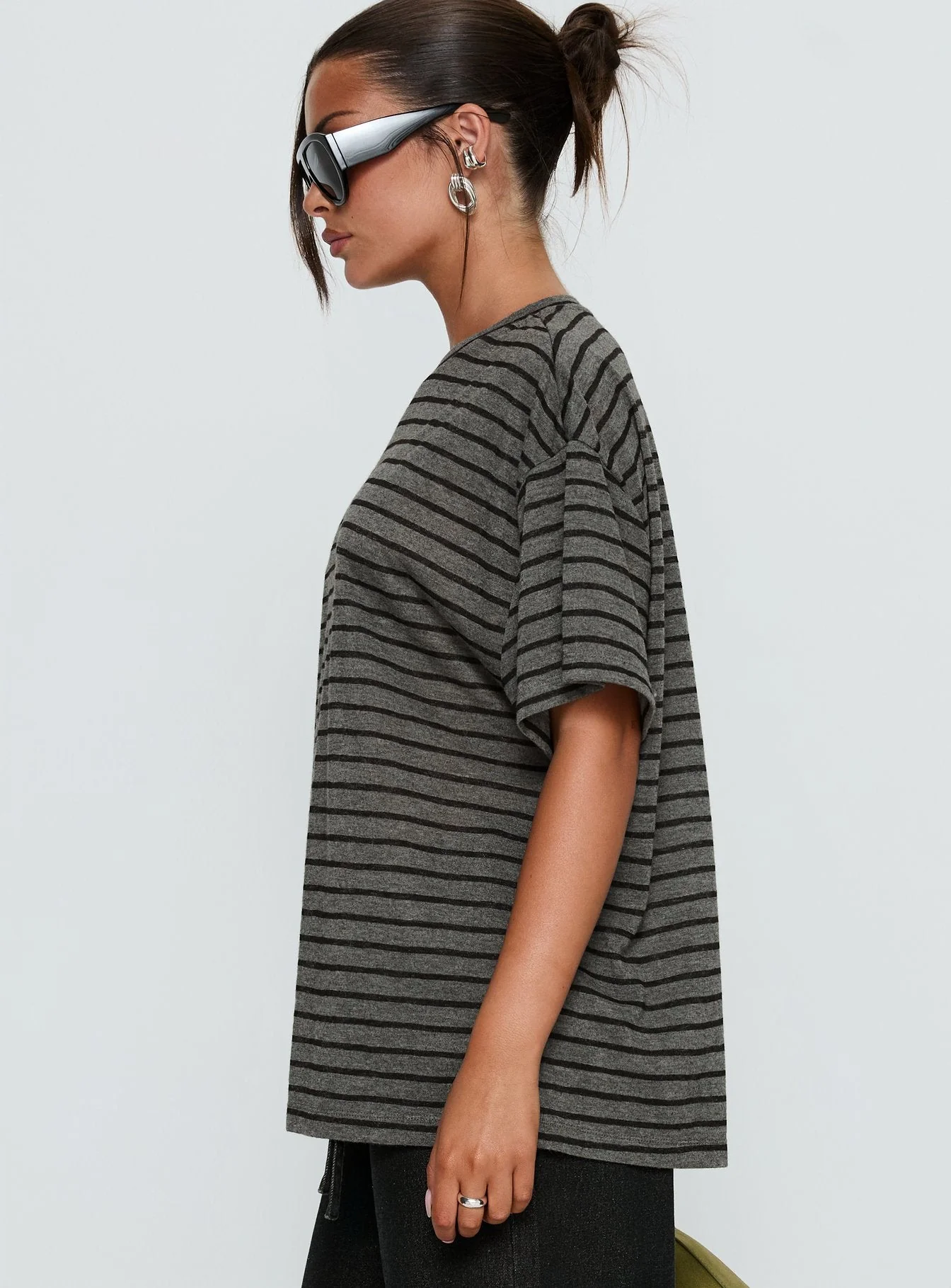 Zaydee Oversized Tee Grey / Black Stripe - Image 3
