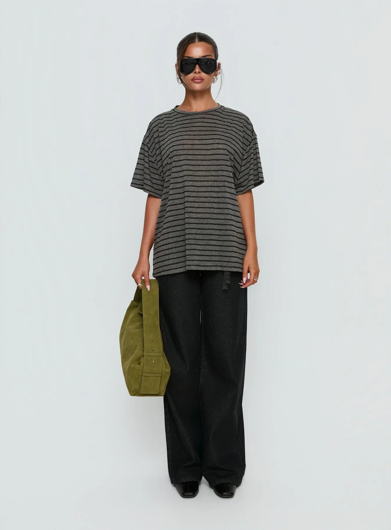 Zaydee Oversized Tee Grey / Black Stripe - Image 6