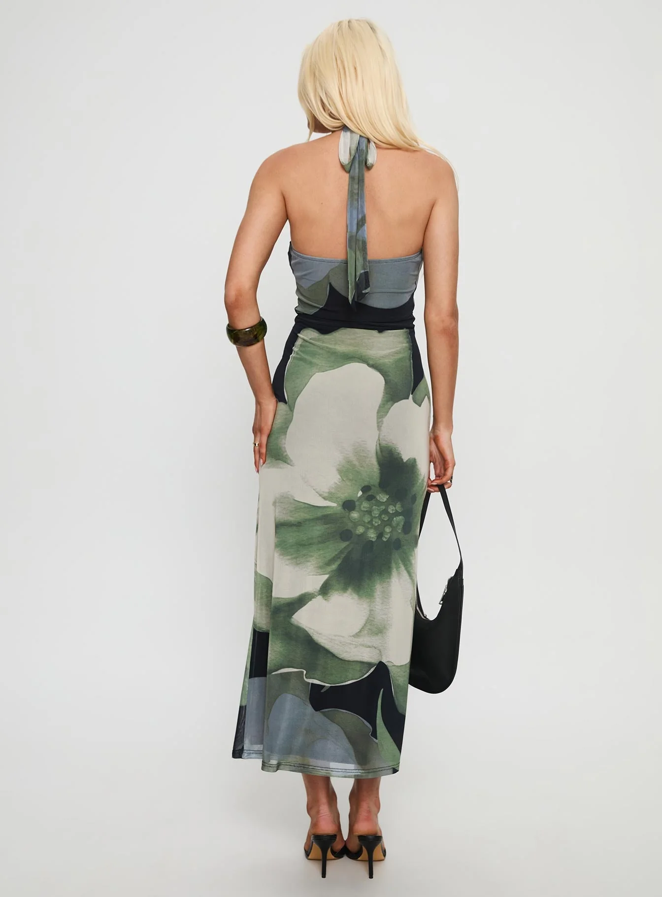Zelle Halter Cut Out Maxi Dress Blue Multi - Image 5