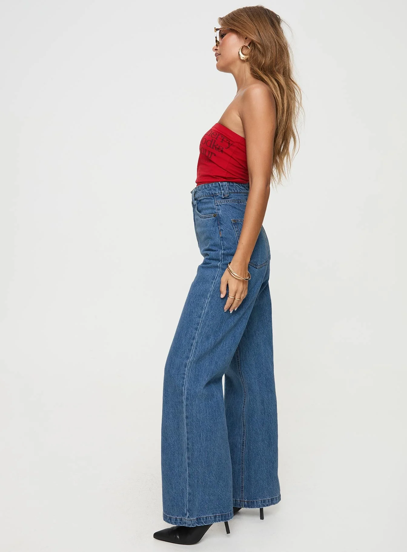 Zephee High Rise Wide Leg Jeans Light Wash - Image 4