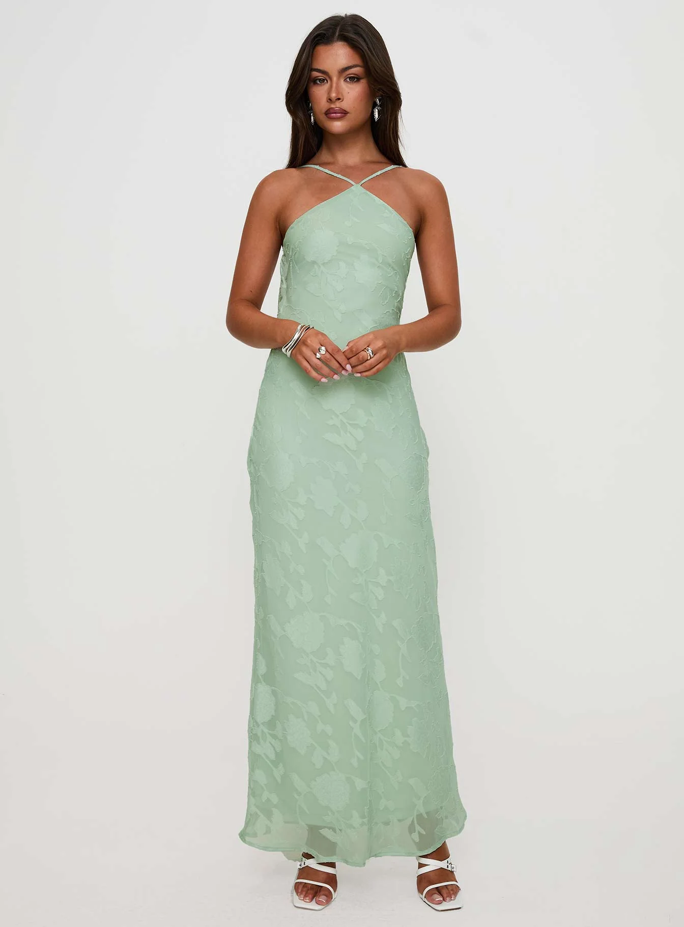 Zoelle Halter Maxi Dress Sage - Image 3