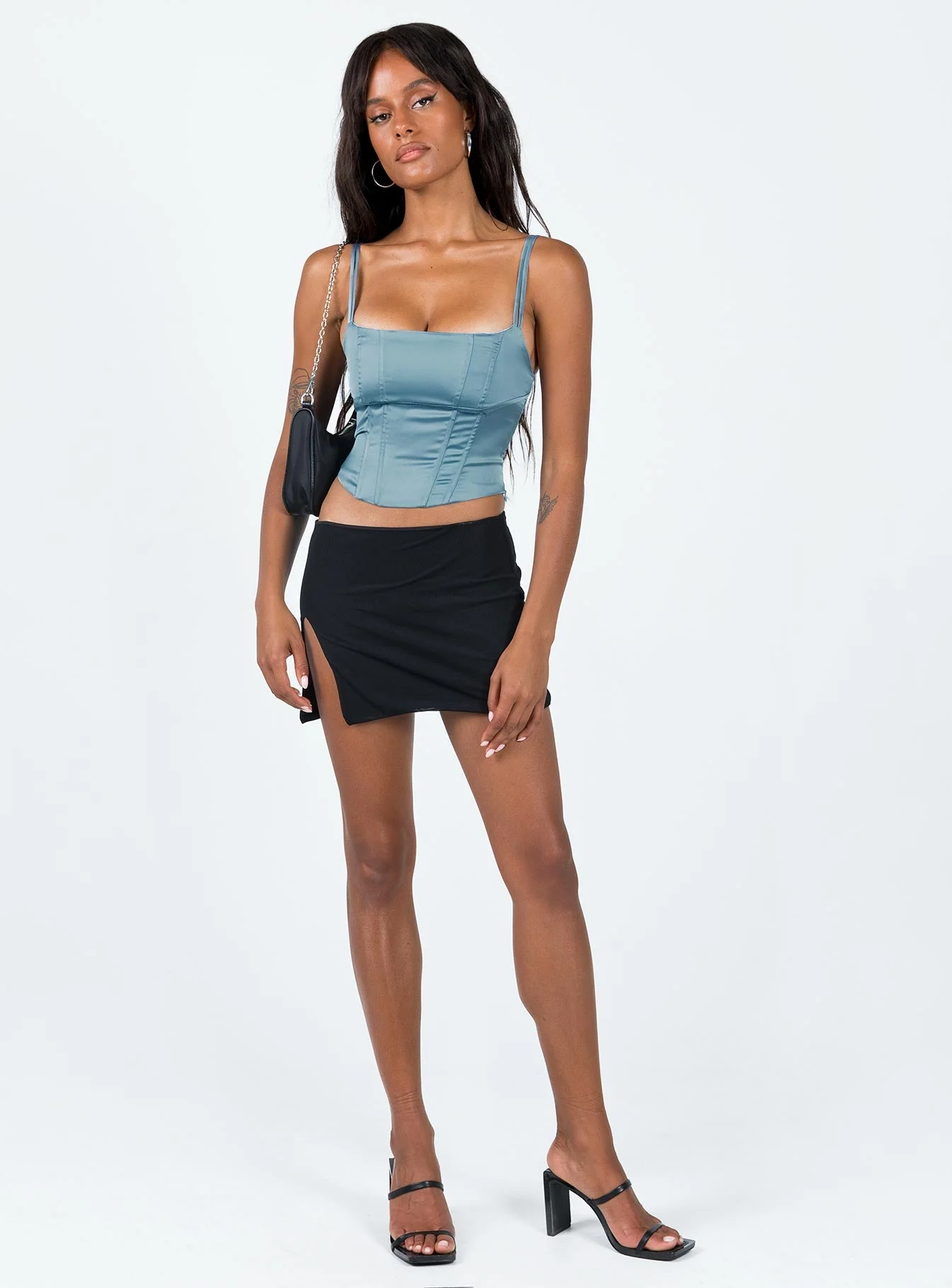 Zora Satin Corset Top Blue - Image 5