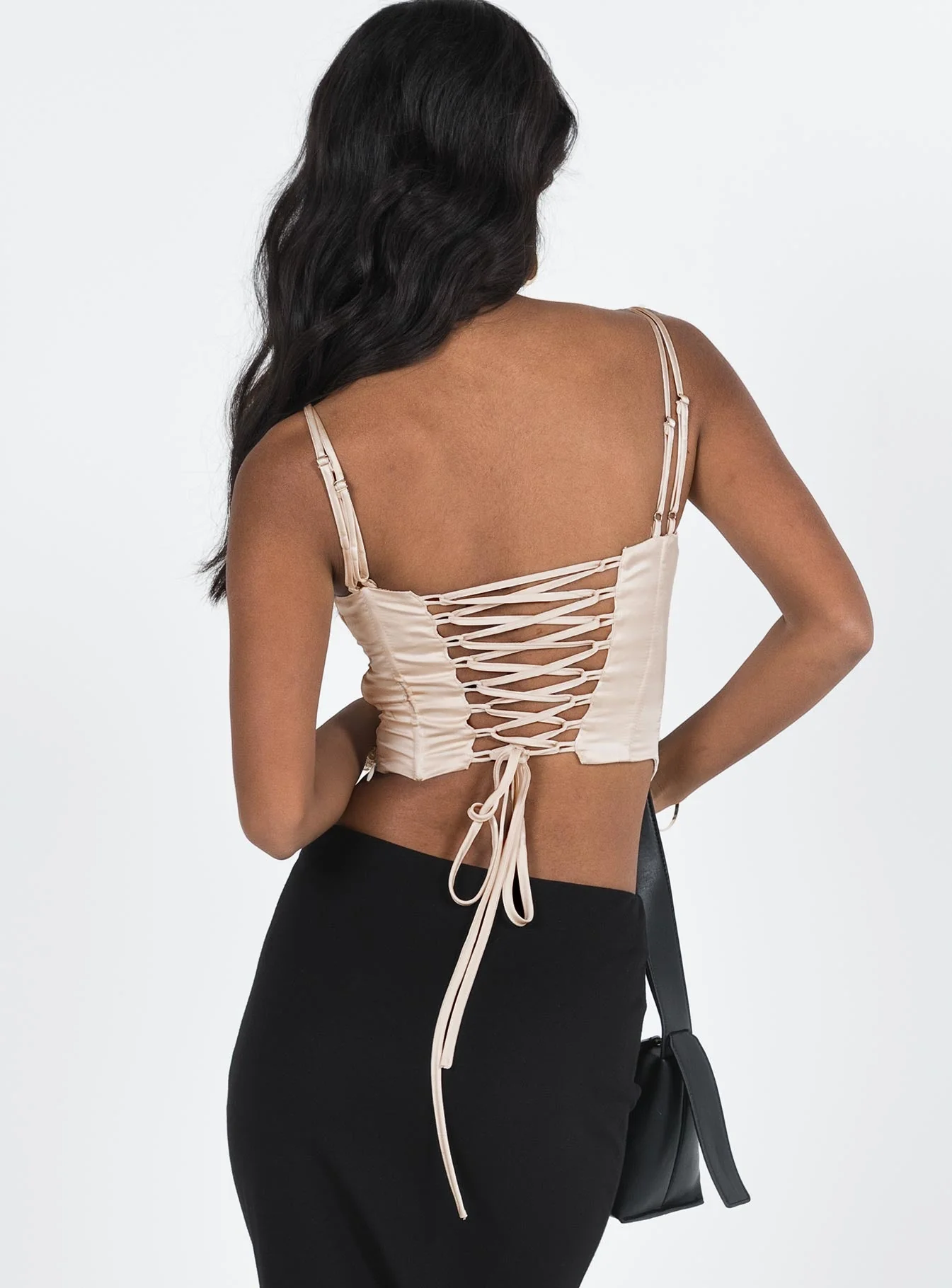 Zora Satin Corset Top Champagne - Image 5
